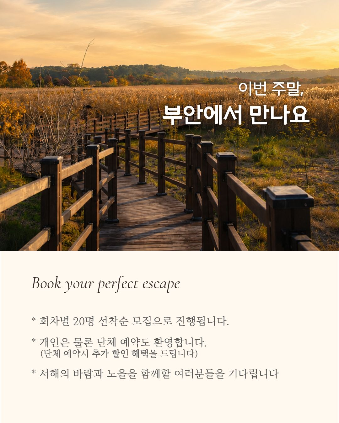 서해랑, 쉼해랑 8월 '변산비치파티' 투어 참가자 모집! [7/24~8/17]