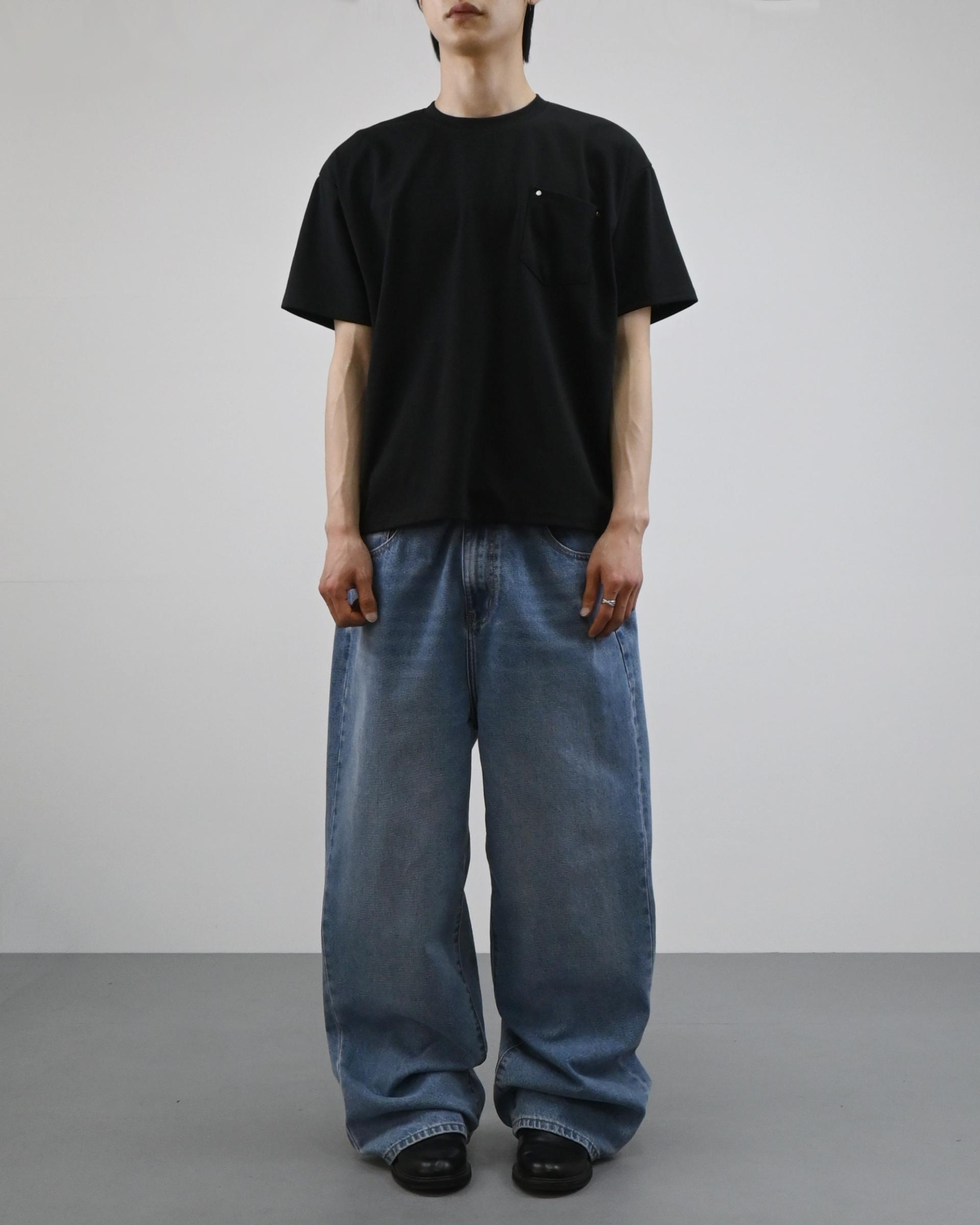 tapered banding denim pants
