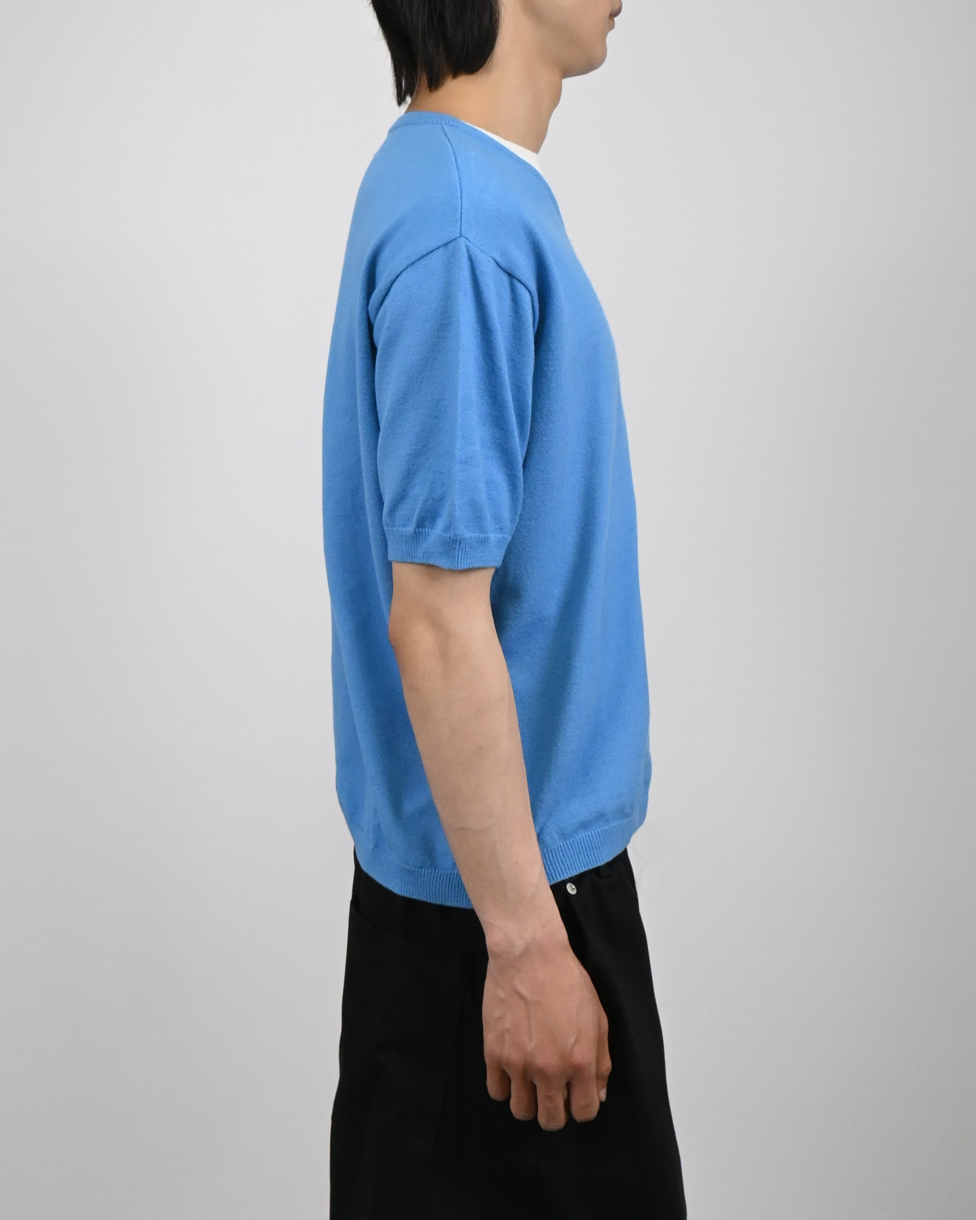 v-neck layered half knit
