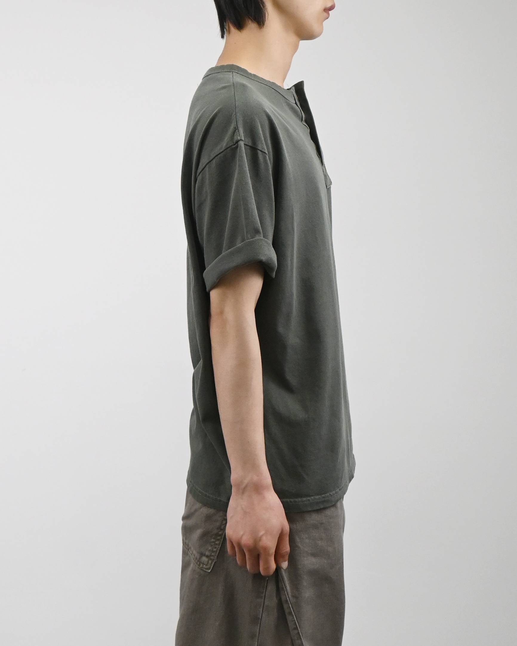 dying henley neck half t-shirt