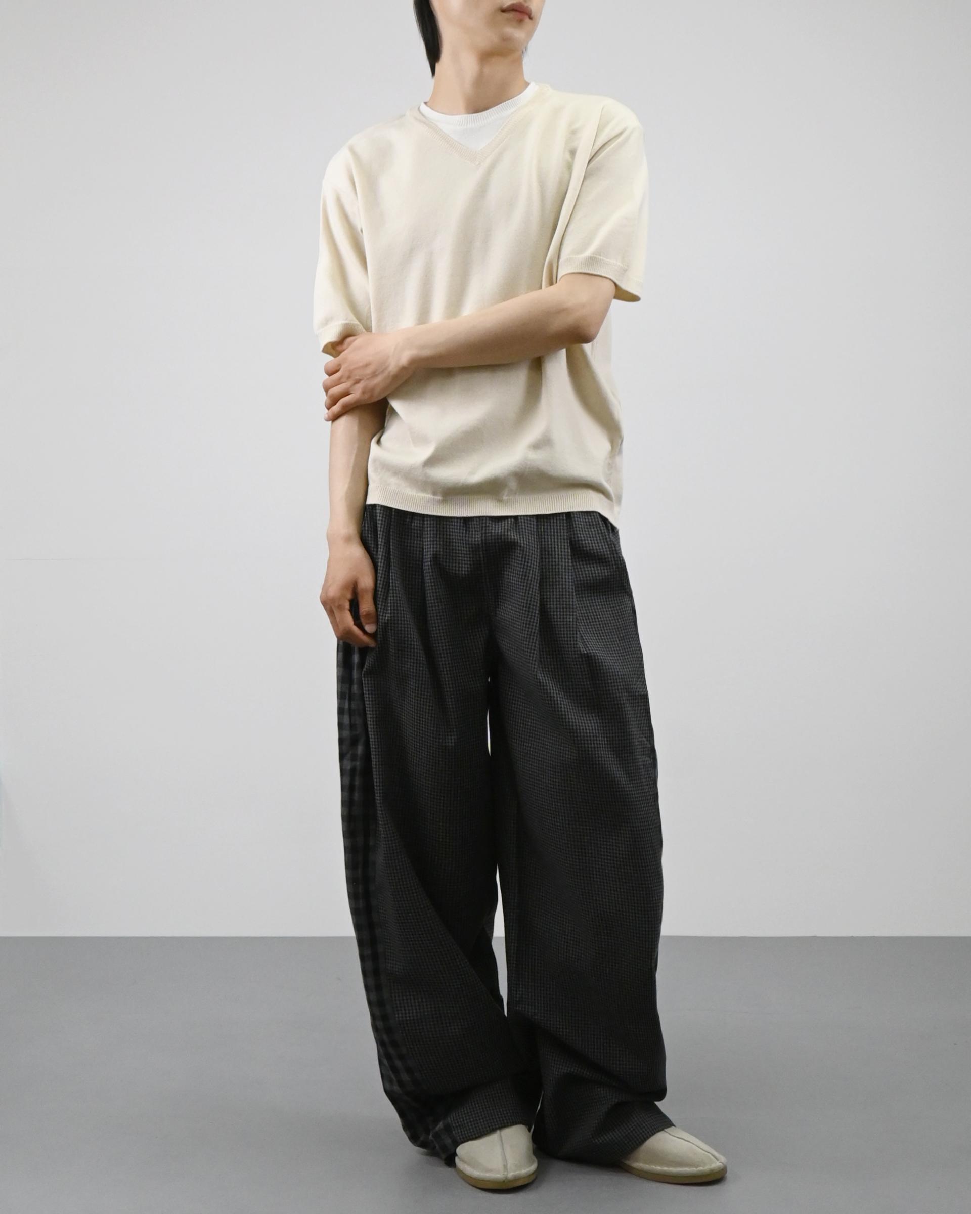 v-neck layered half knit