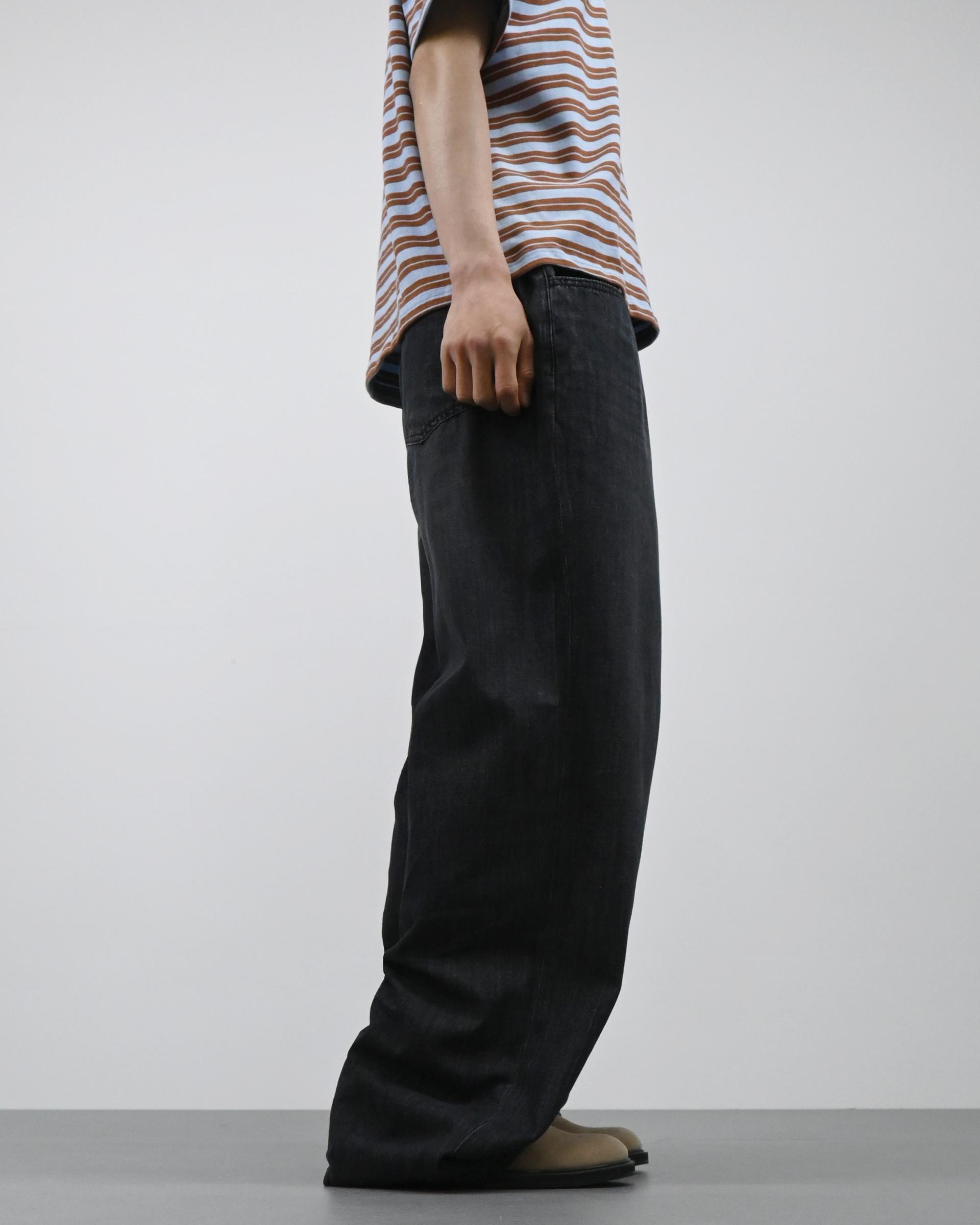 straight linen denim pants