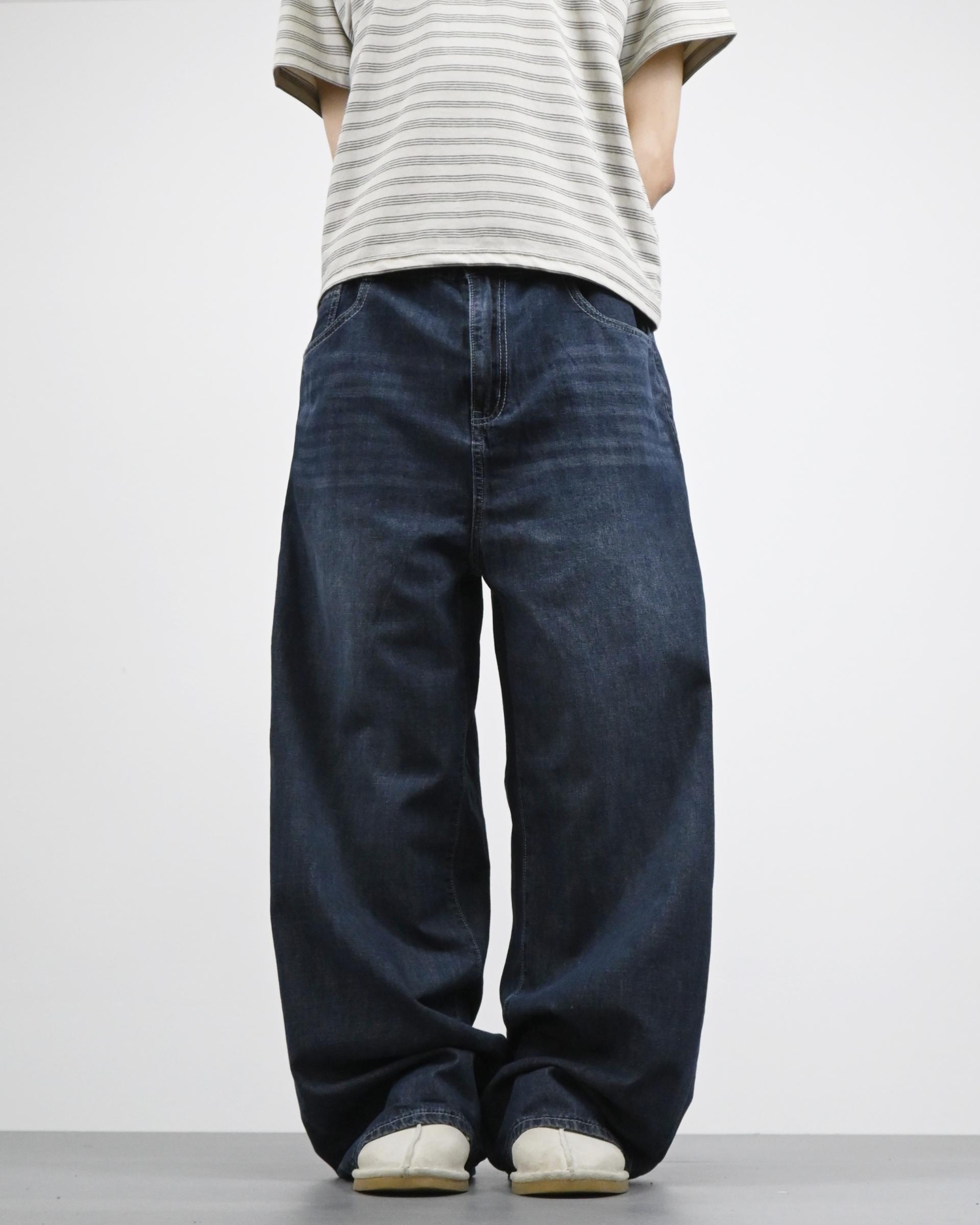 straight linen denim pants