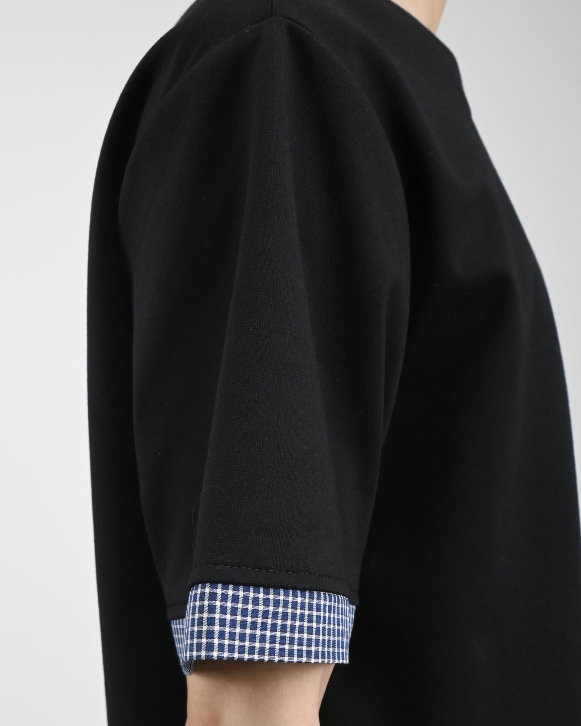 check roll-up half t-shirt
