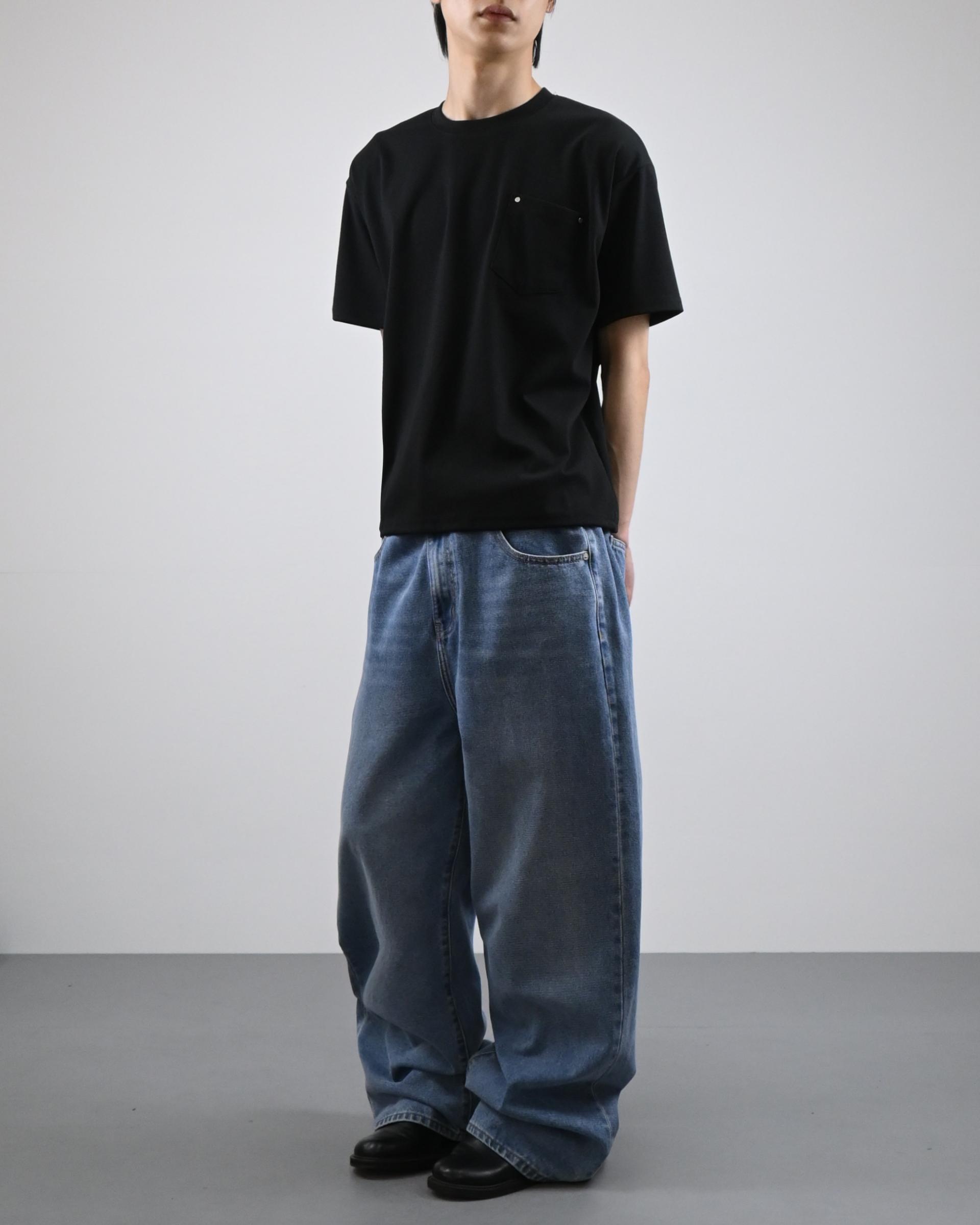 tapered banding denim pants