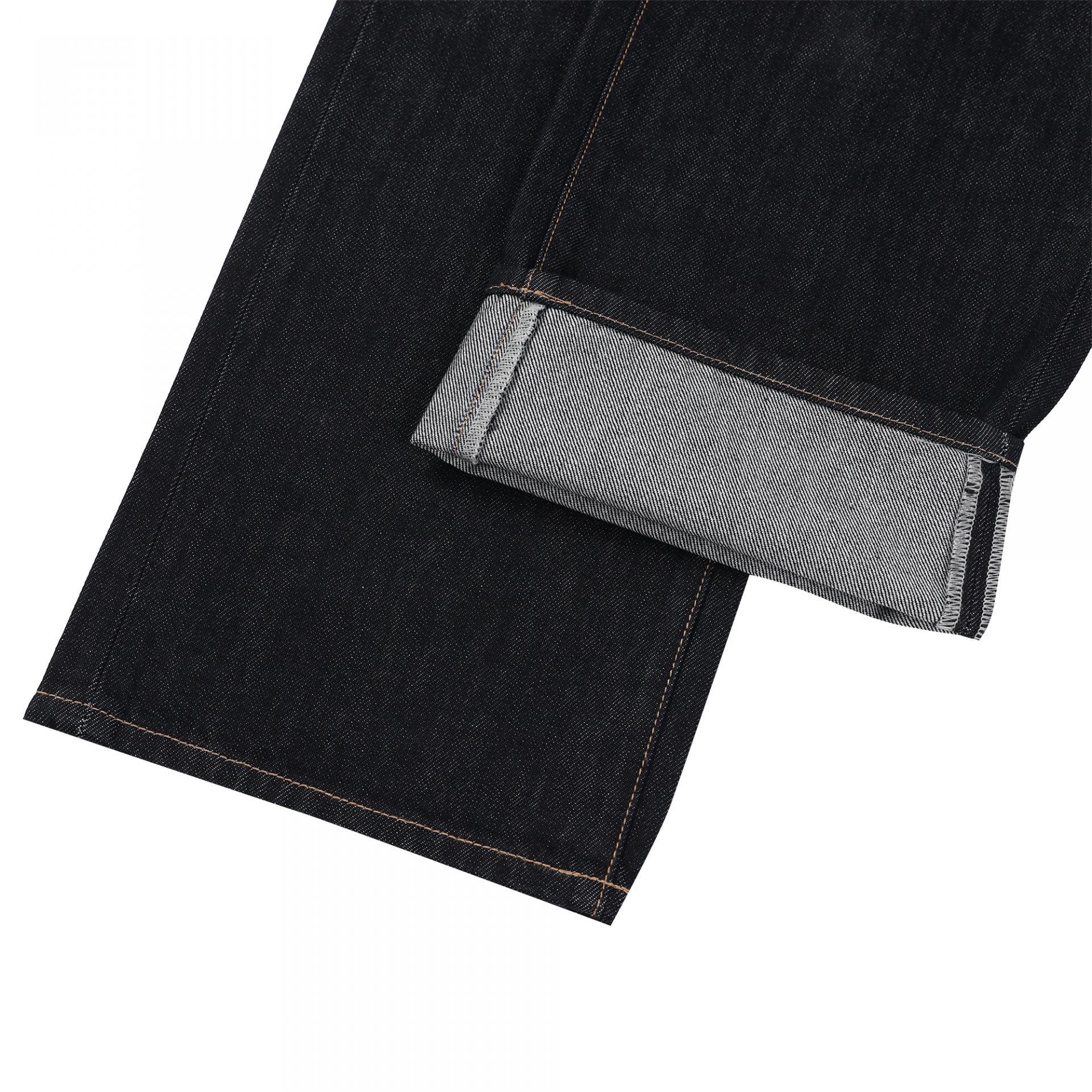 banding raw denim relaxed pants