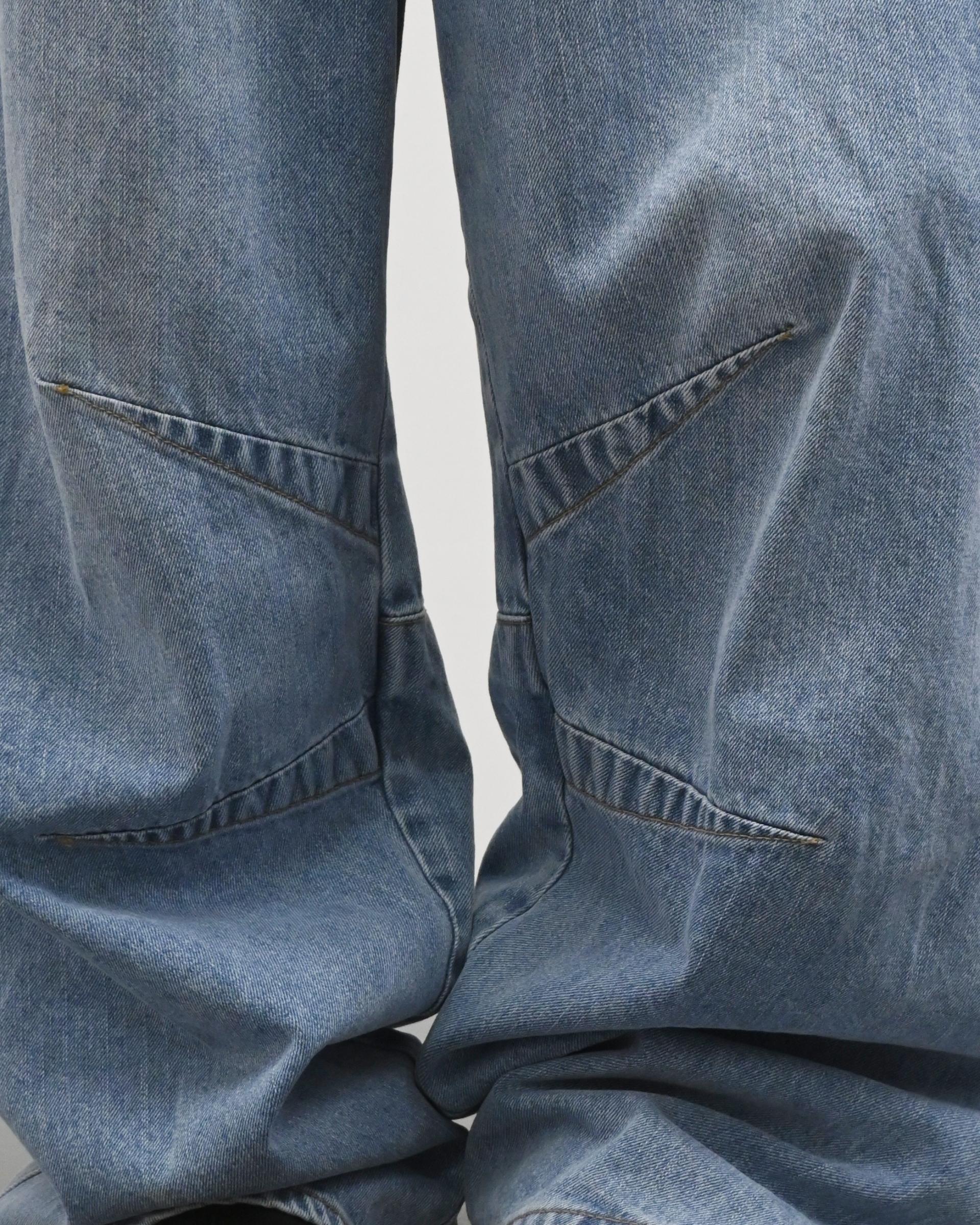 dart balloon denim pants (mid blue)