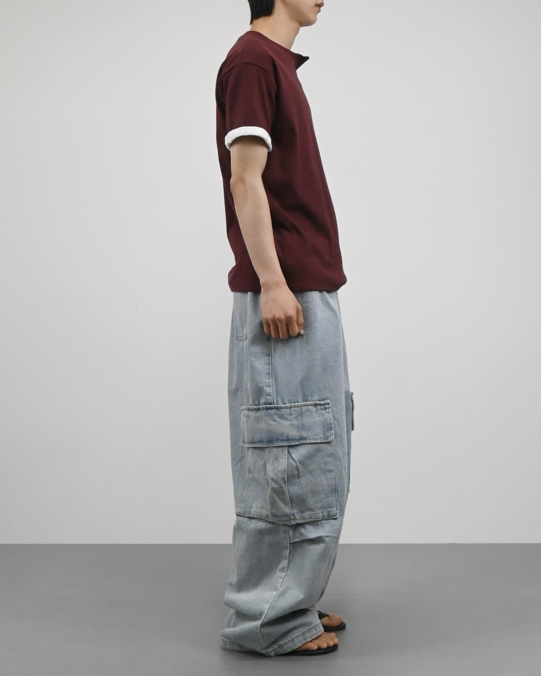banding big cargo denim pants