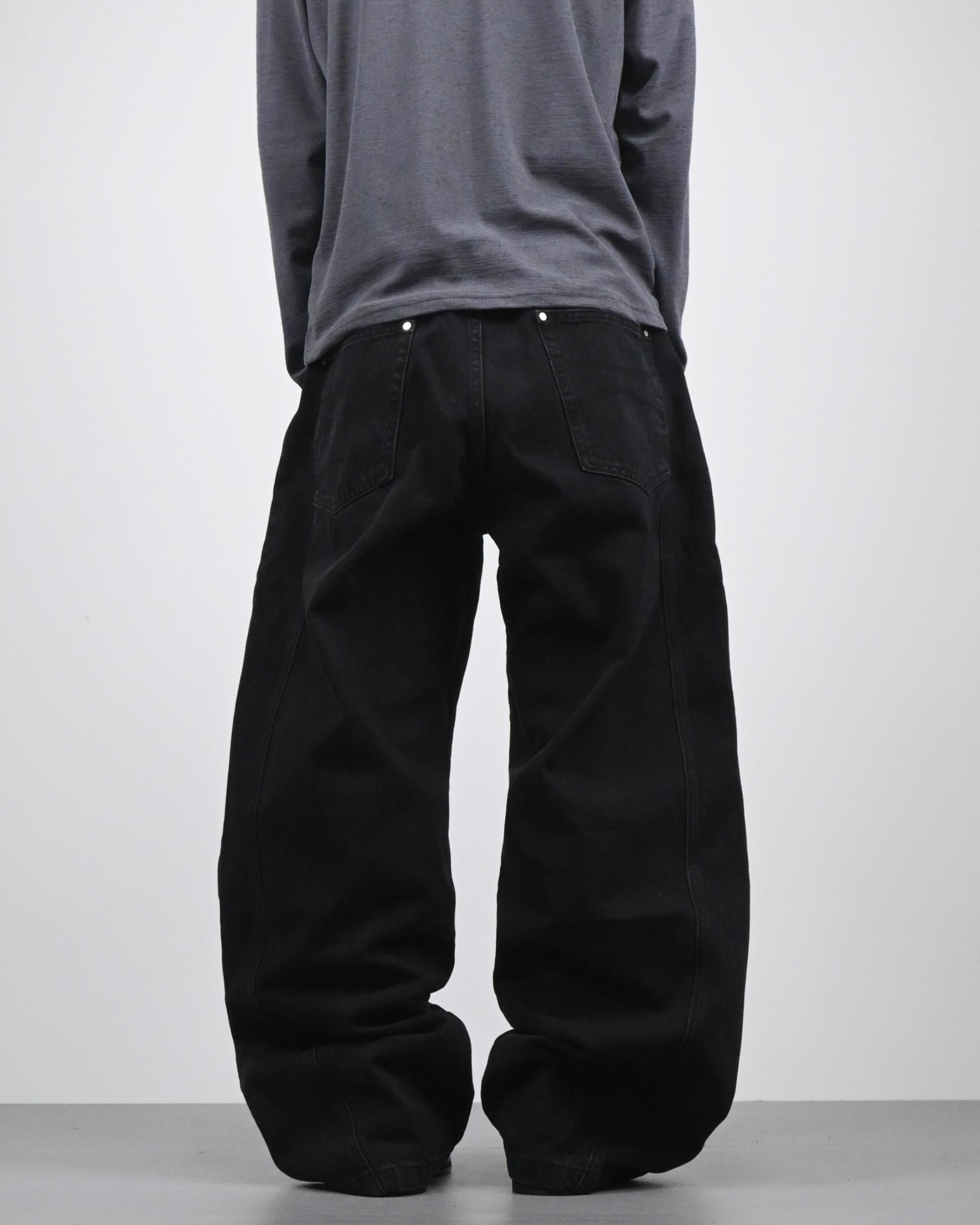 side line velcro black cotton pants