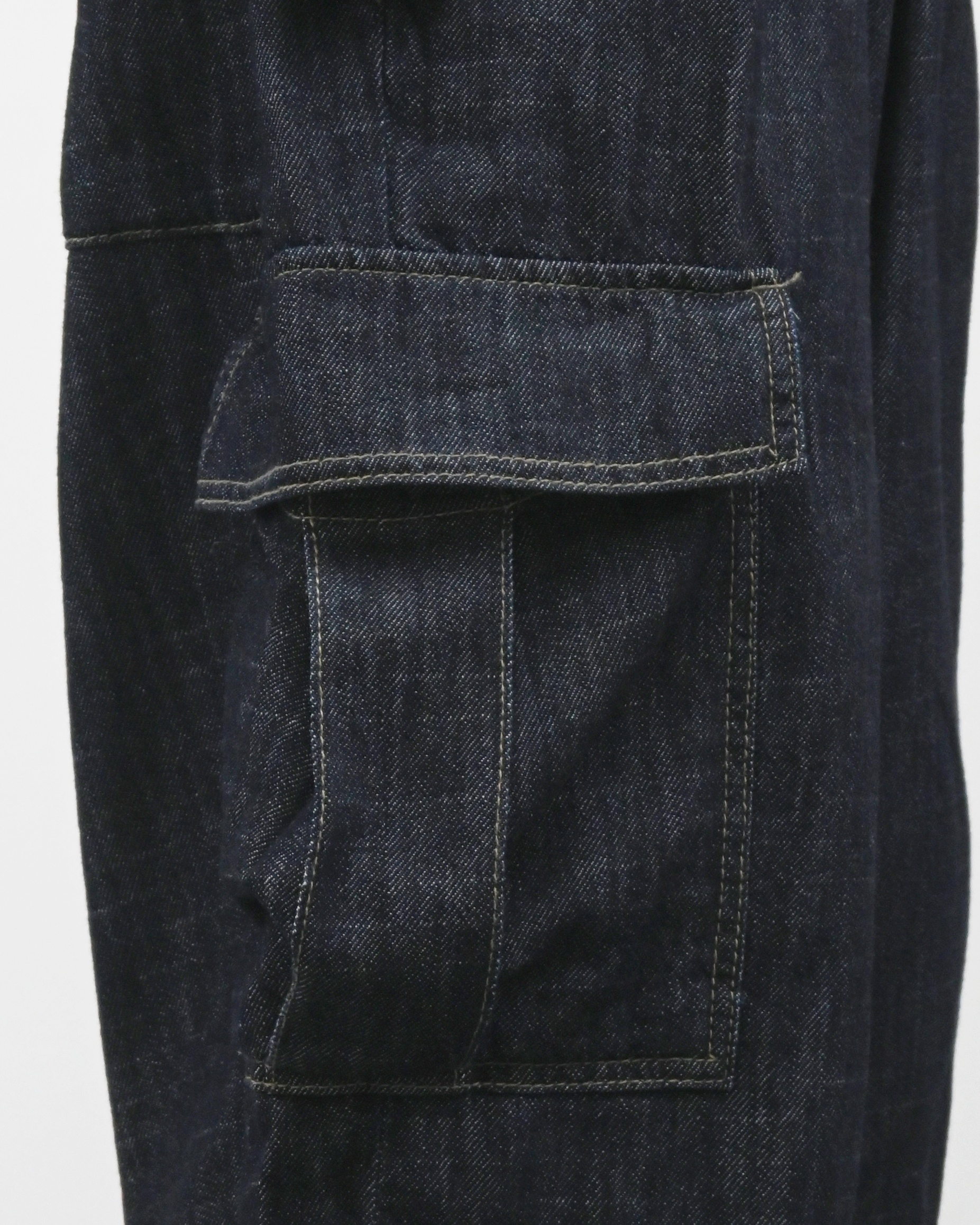slub denim cargo bermuda pants