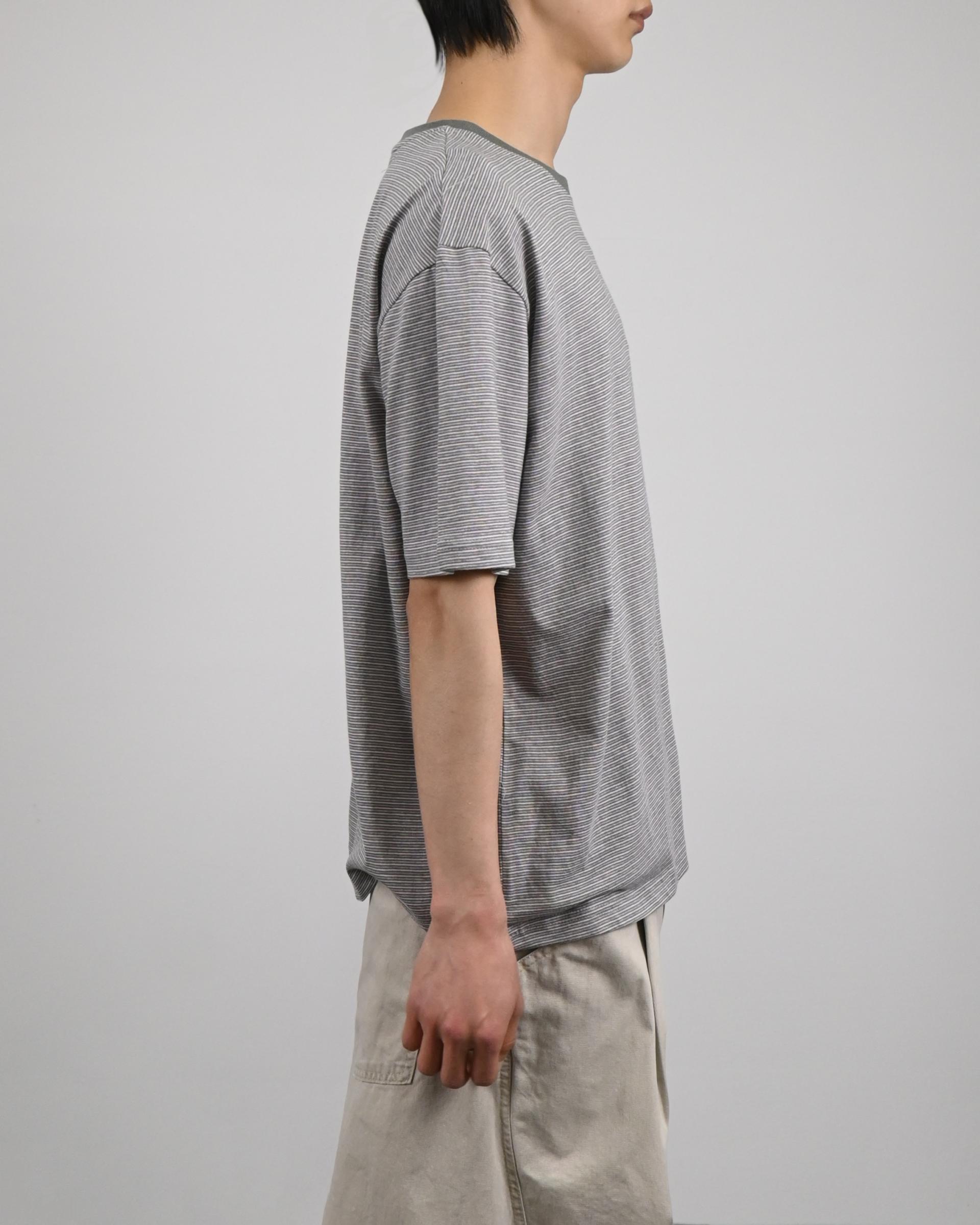 ringer stripe pocket half-t-shirt