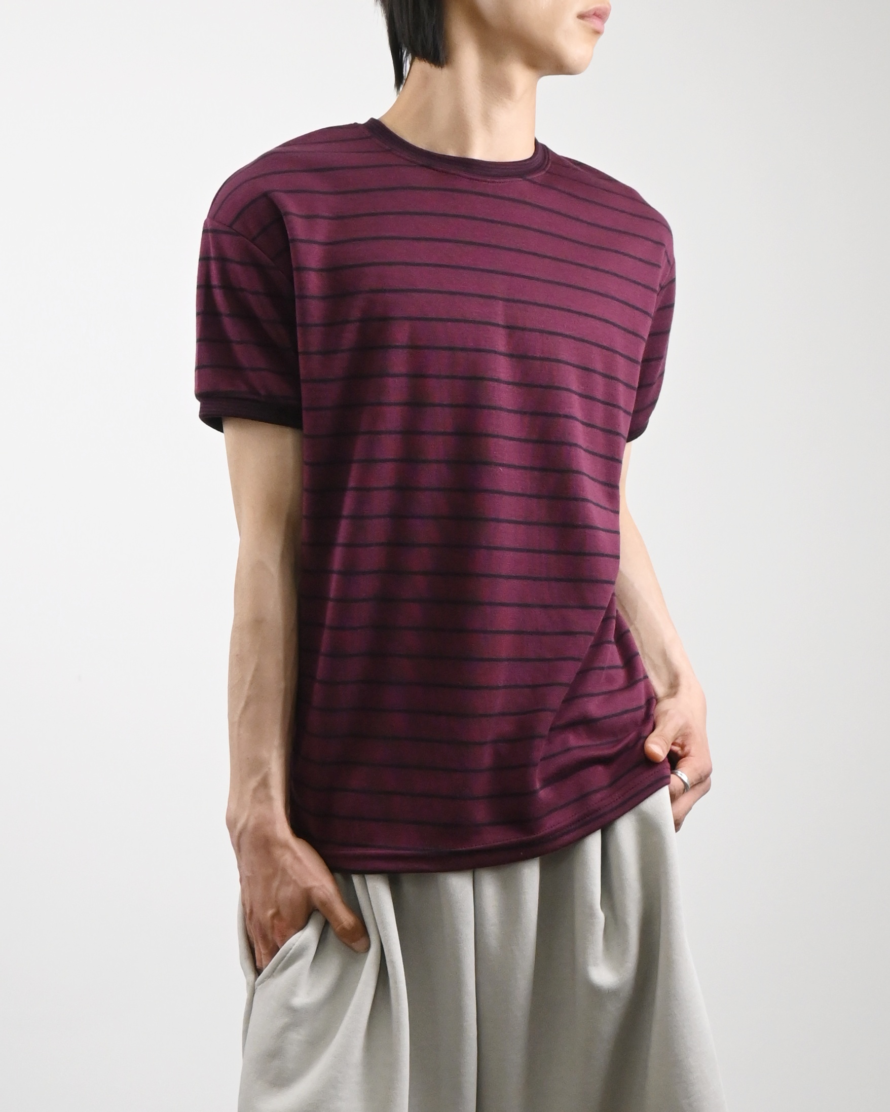 stripe ringer half t-shirt