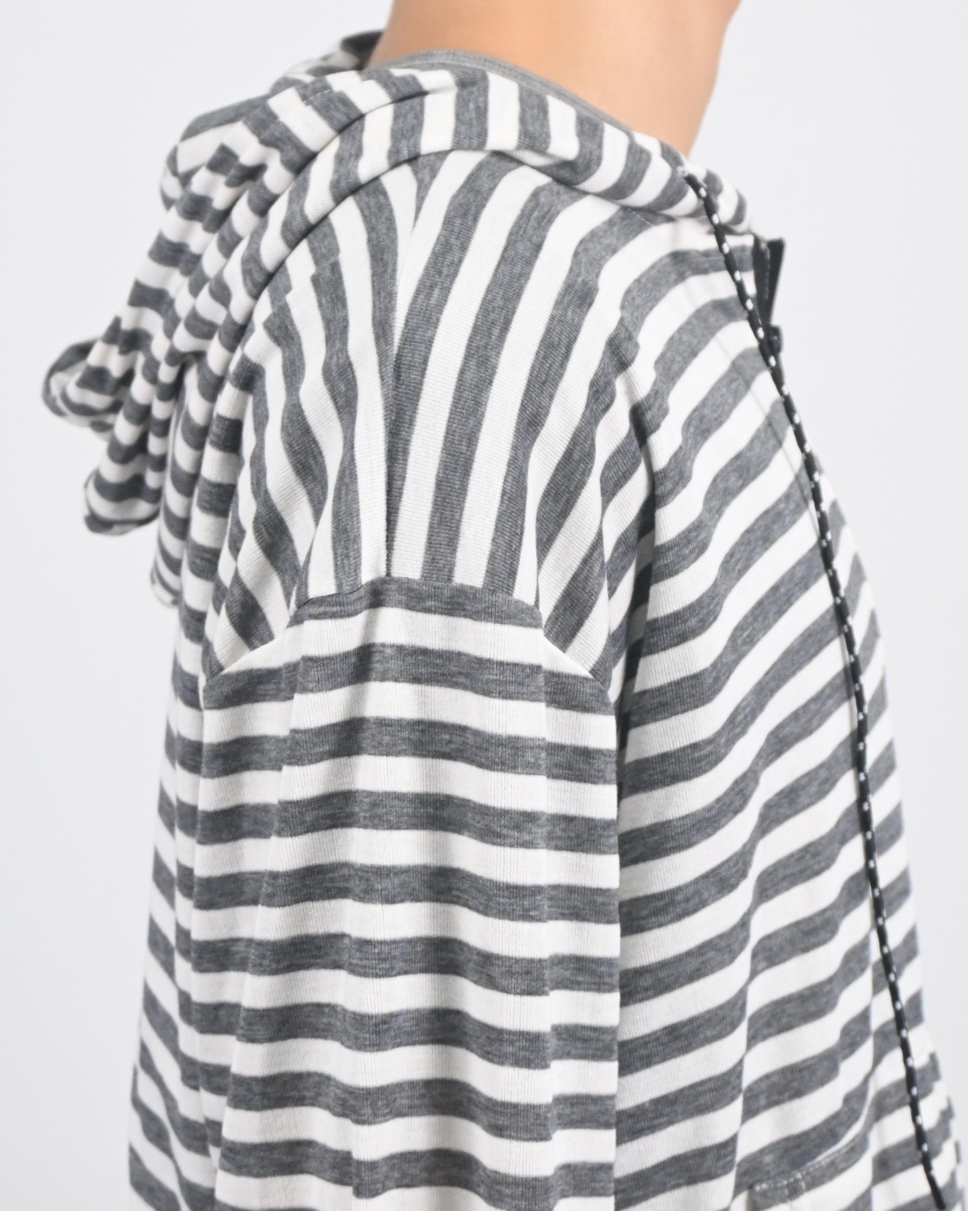 thin stripe hood zip-up