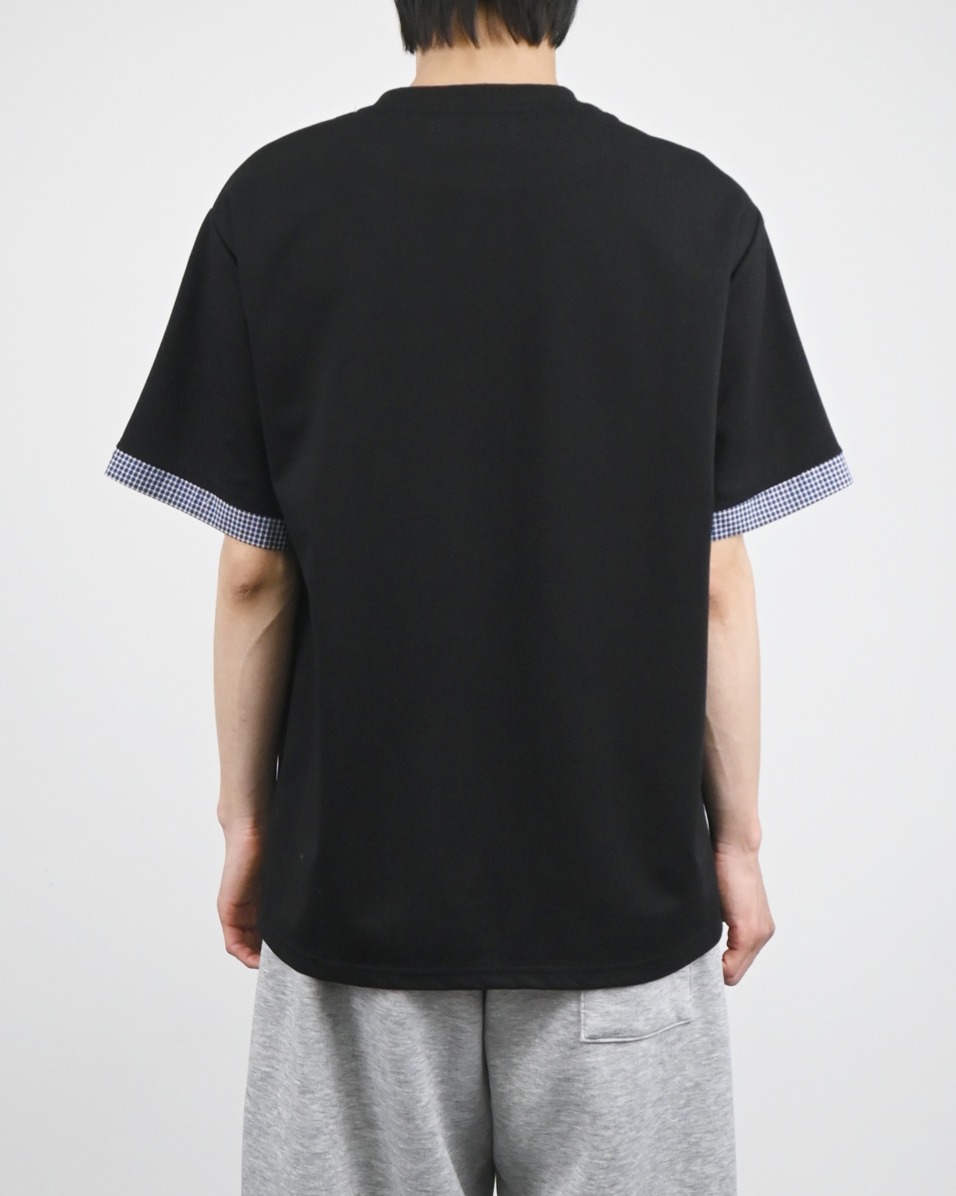 check roll-up half t-shirt