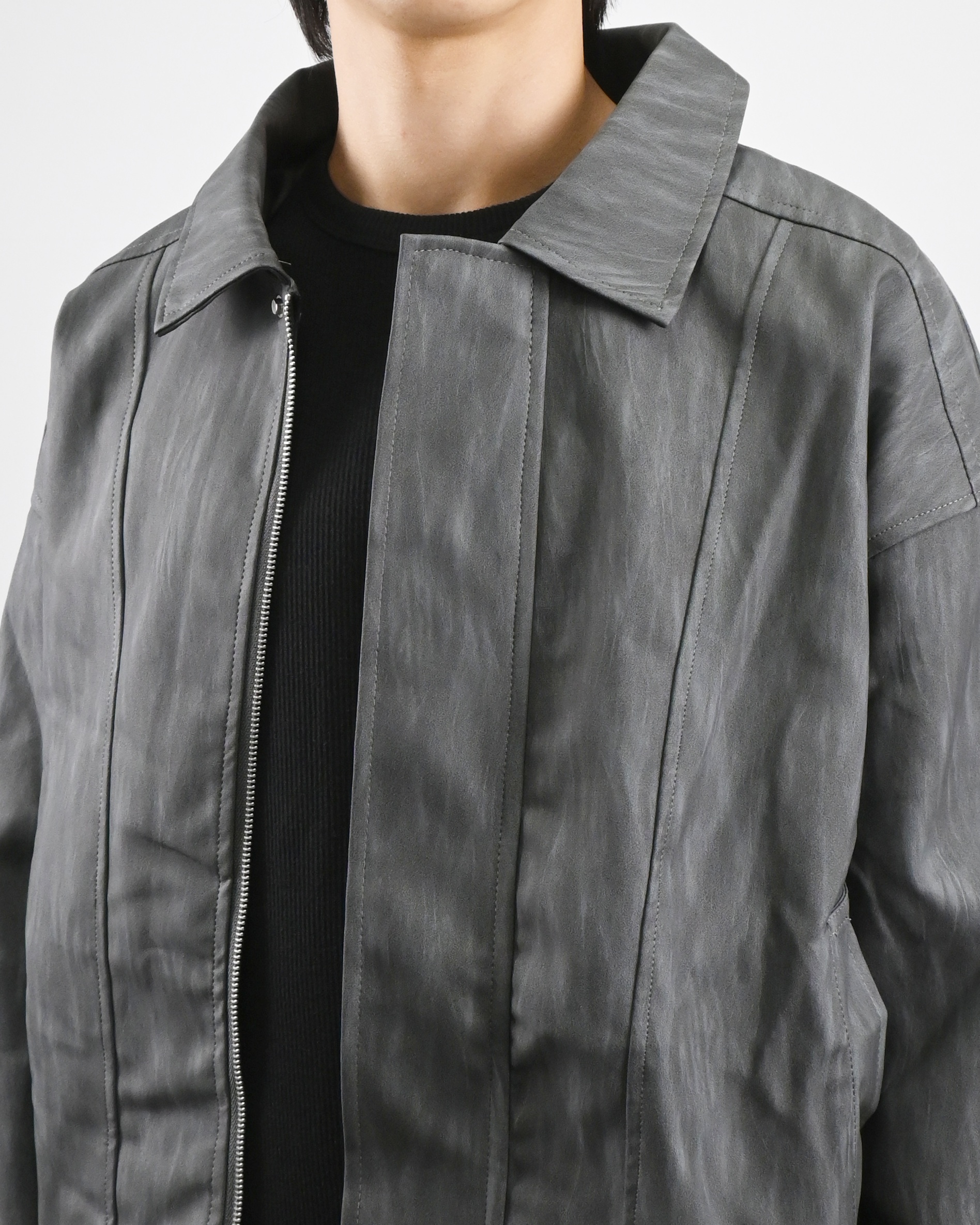 textured leather jacket