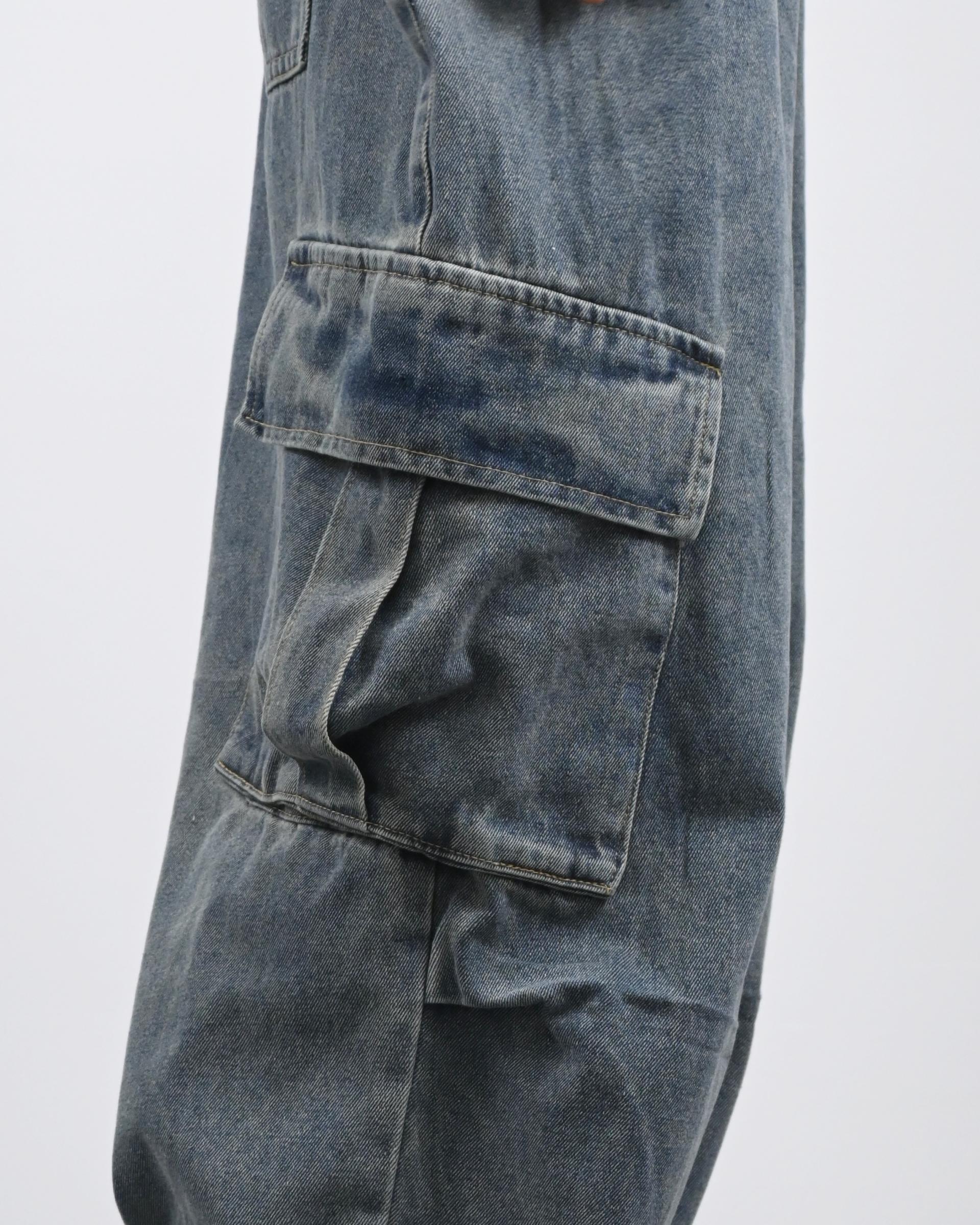 banding big cargo denim pants