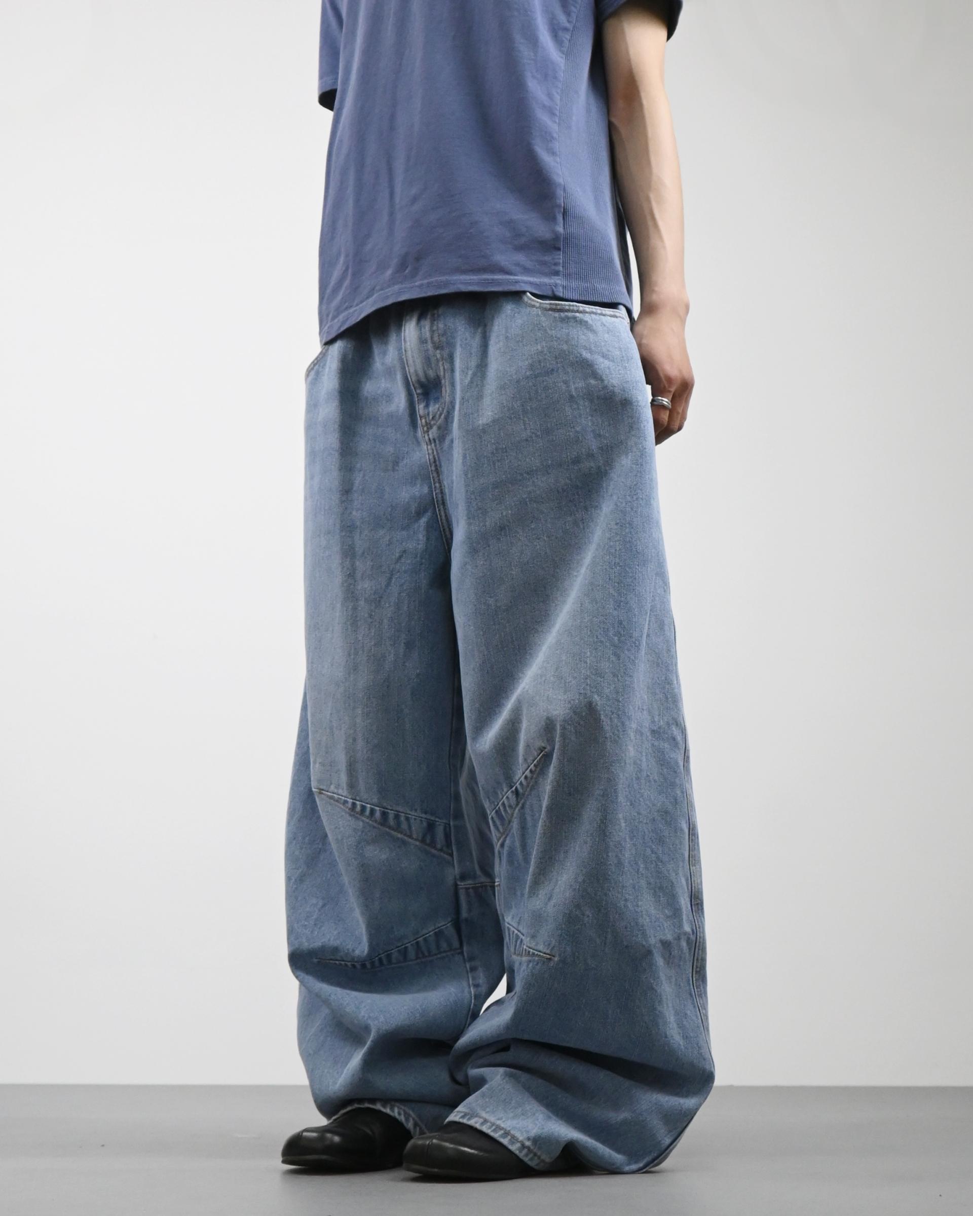dart balloon denim pants (mid blue)