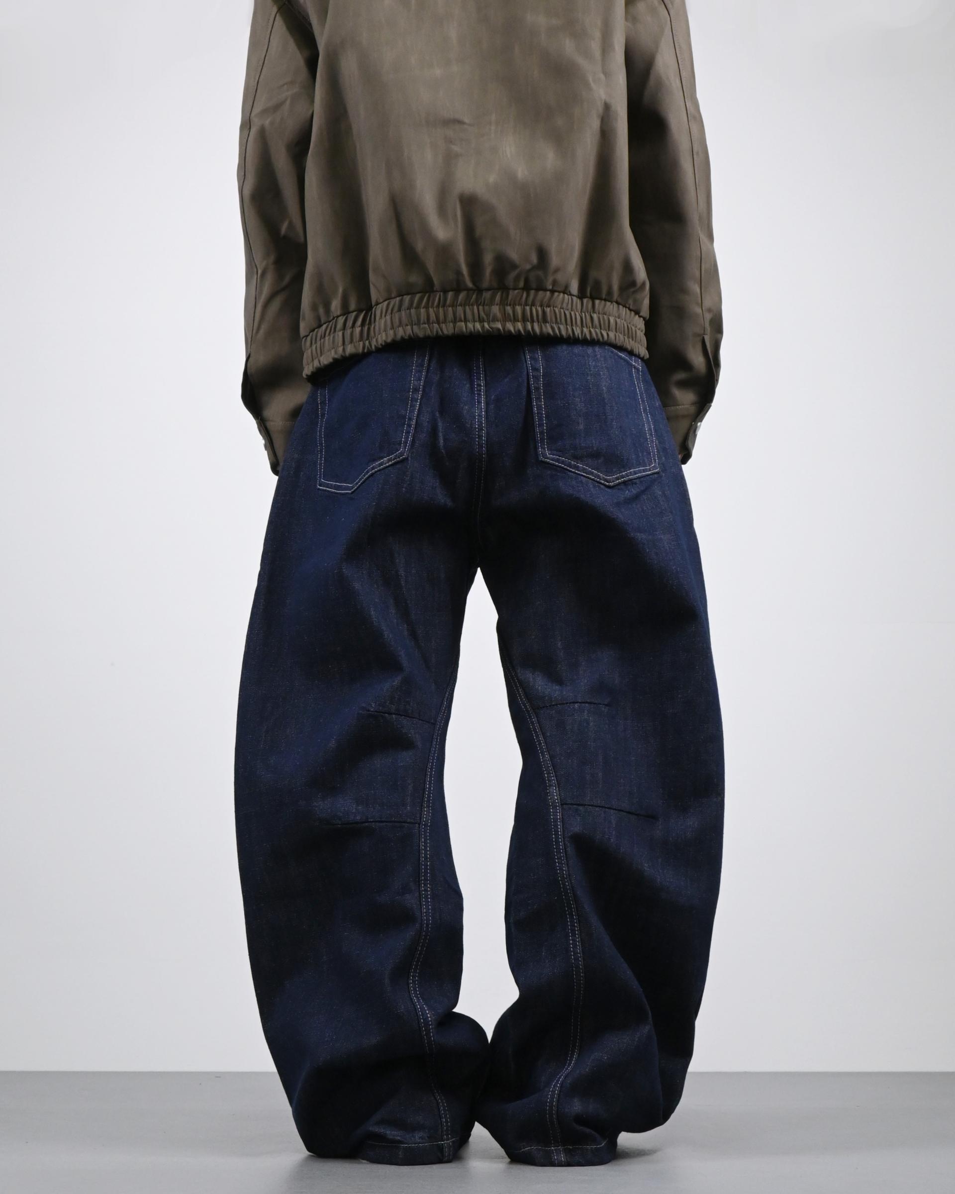 velcro deep indigo denim pants