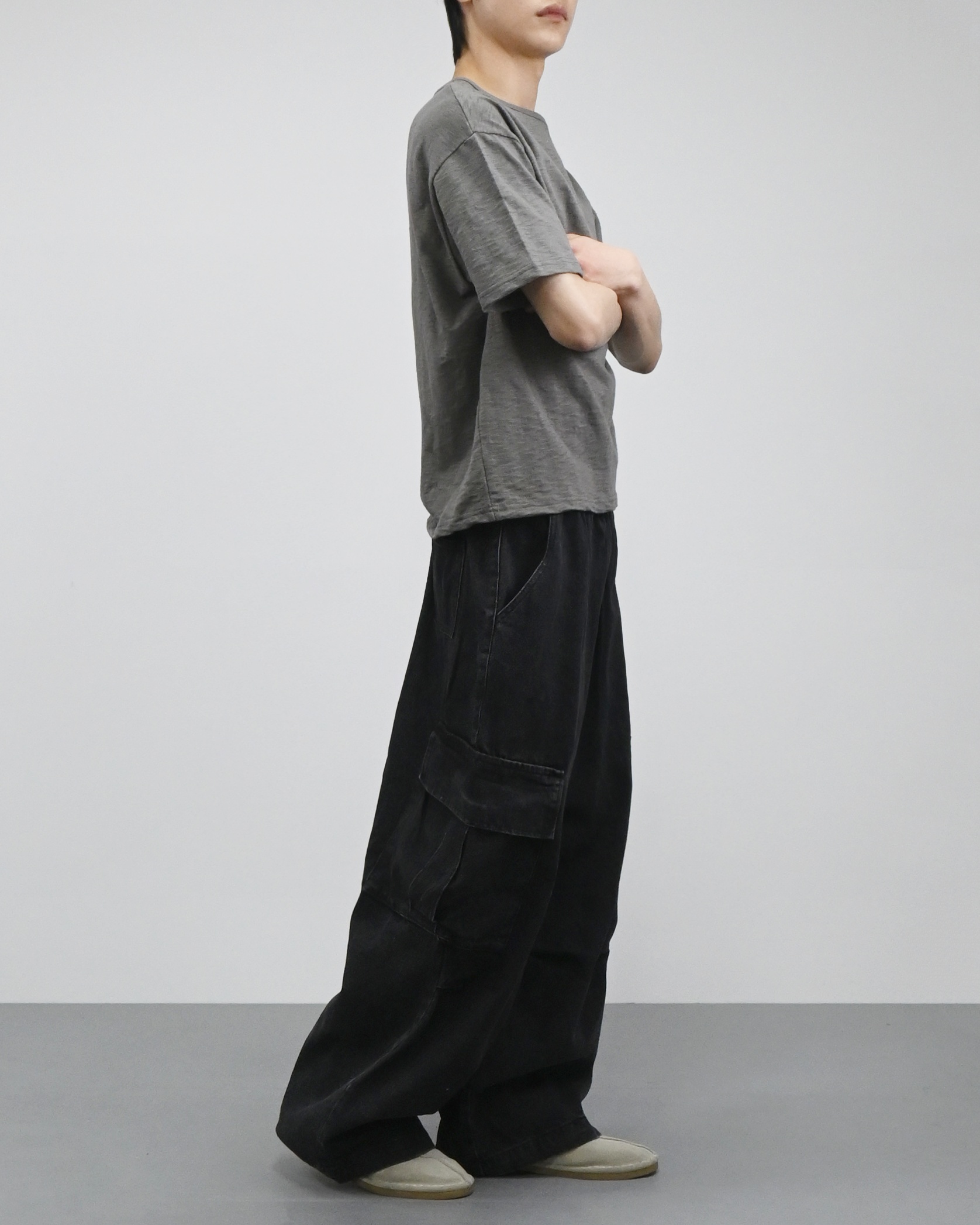 banding big cargo denim pants