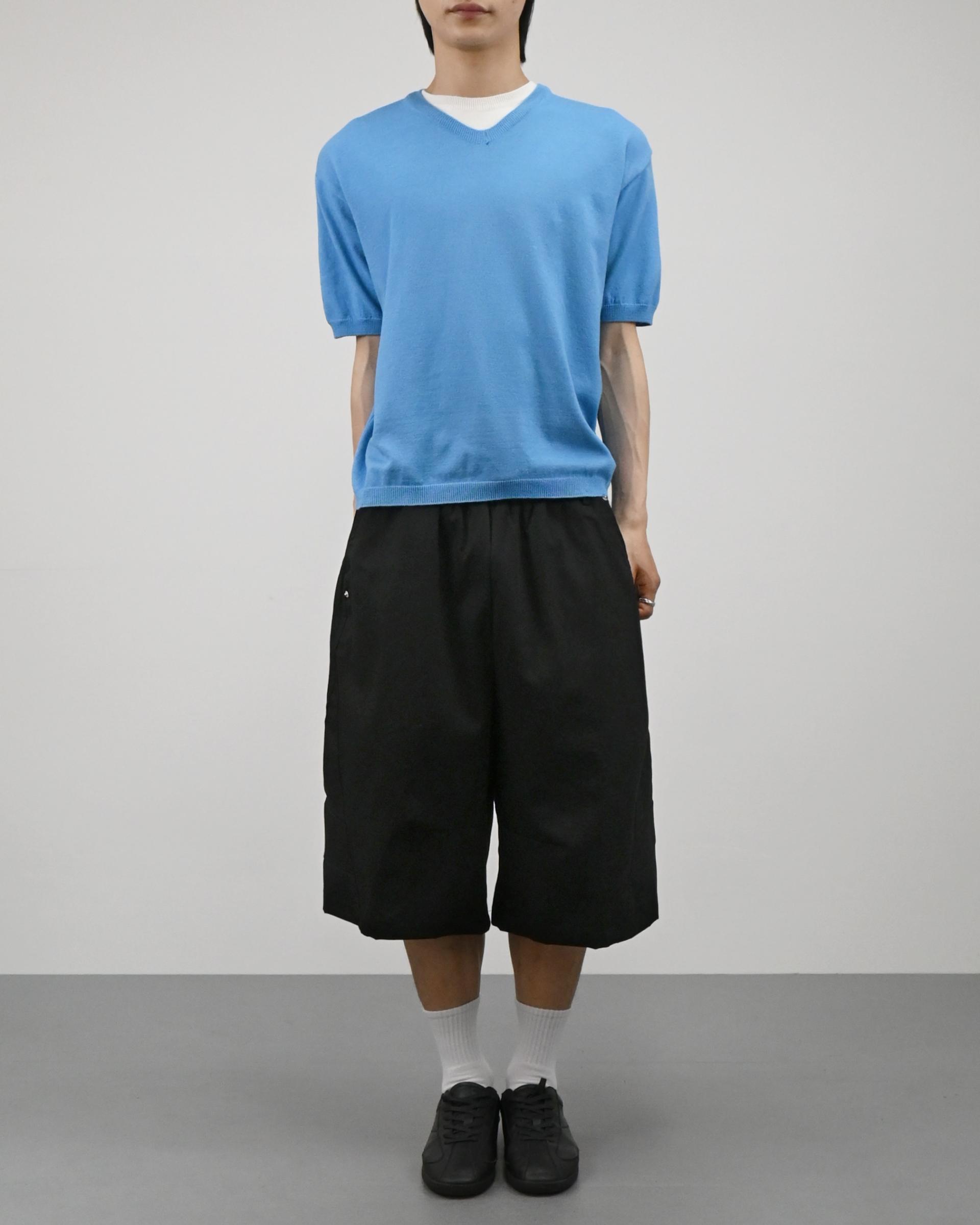 v-neck layered half knit
