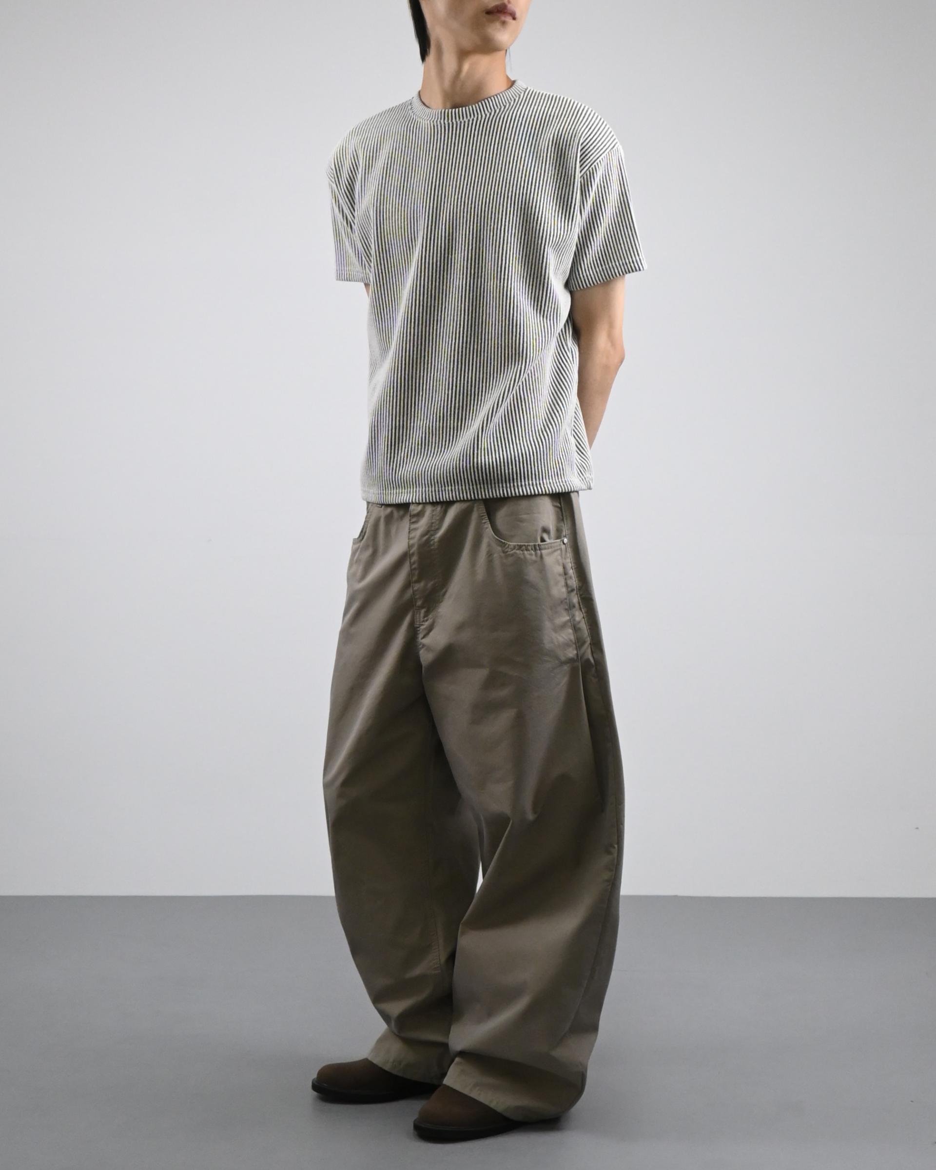 two tone ribbed half-t-shirt