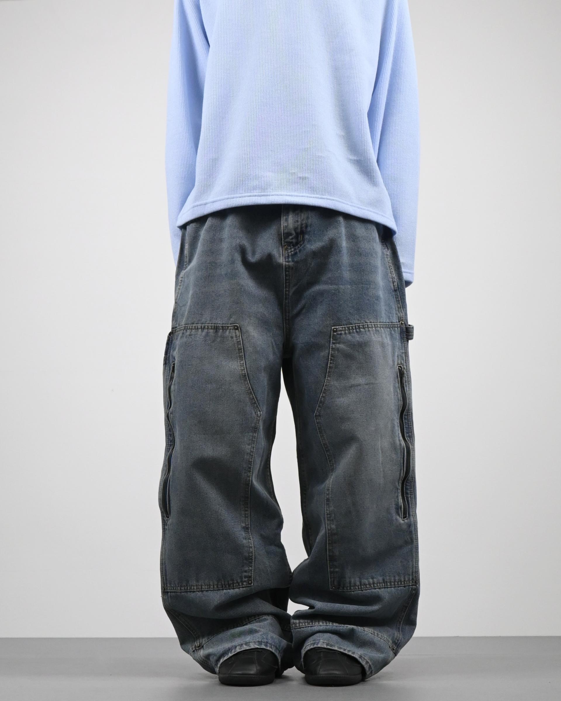 zipper carpenter denim pants
