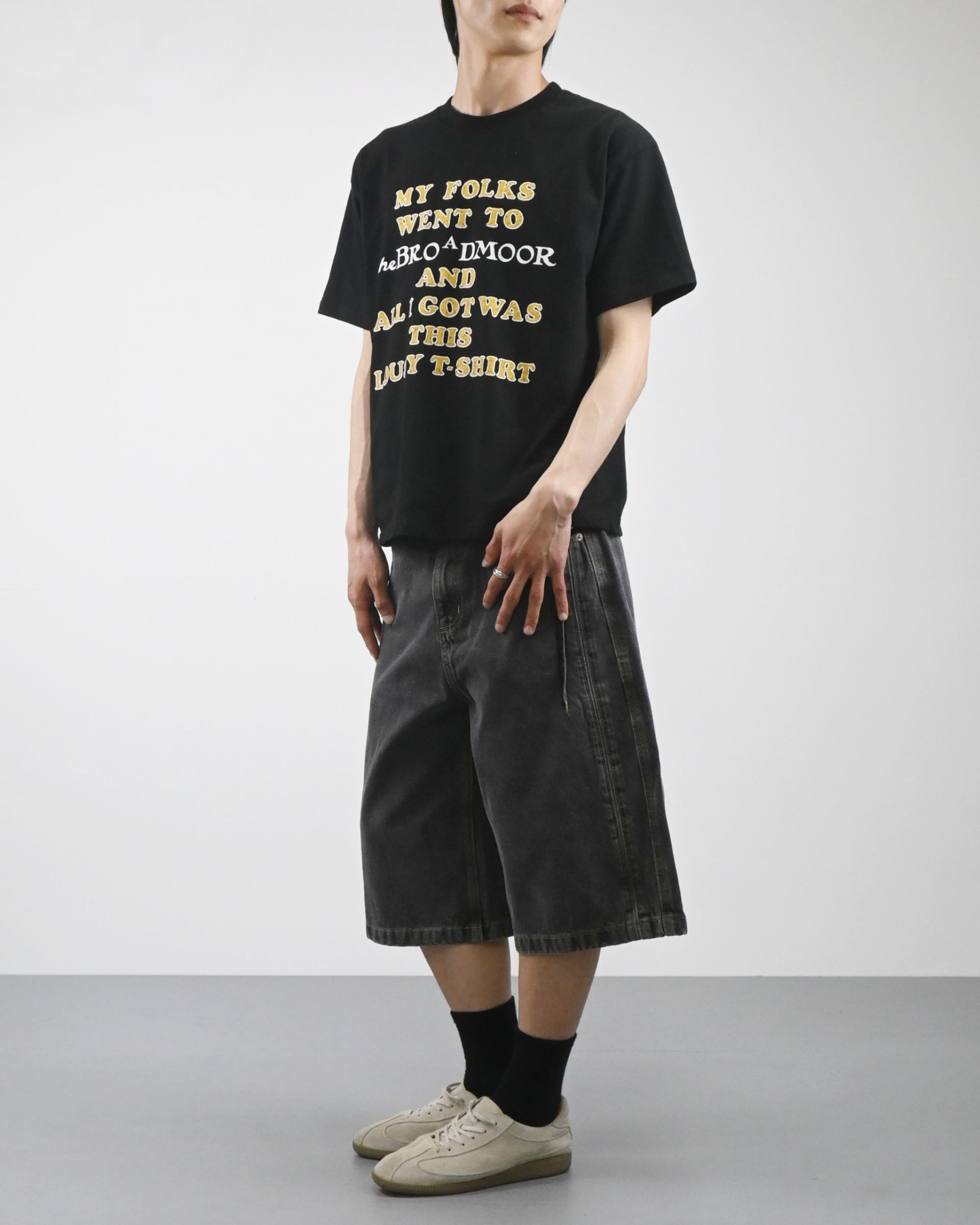 charcoal side line bermuda denim pants