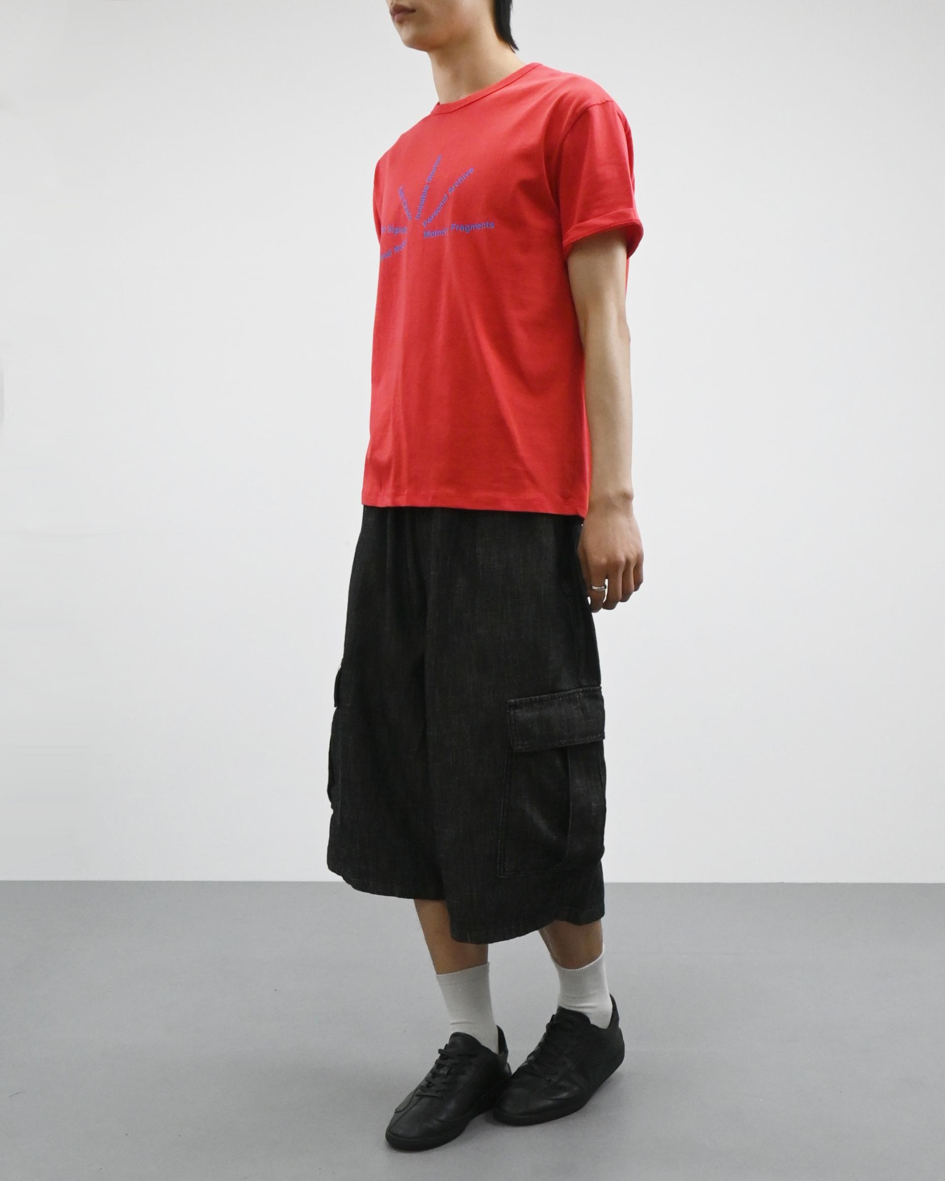 slub denim cargo bermuda pants