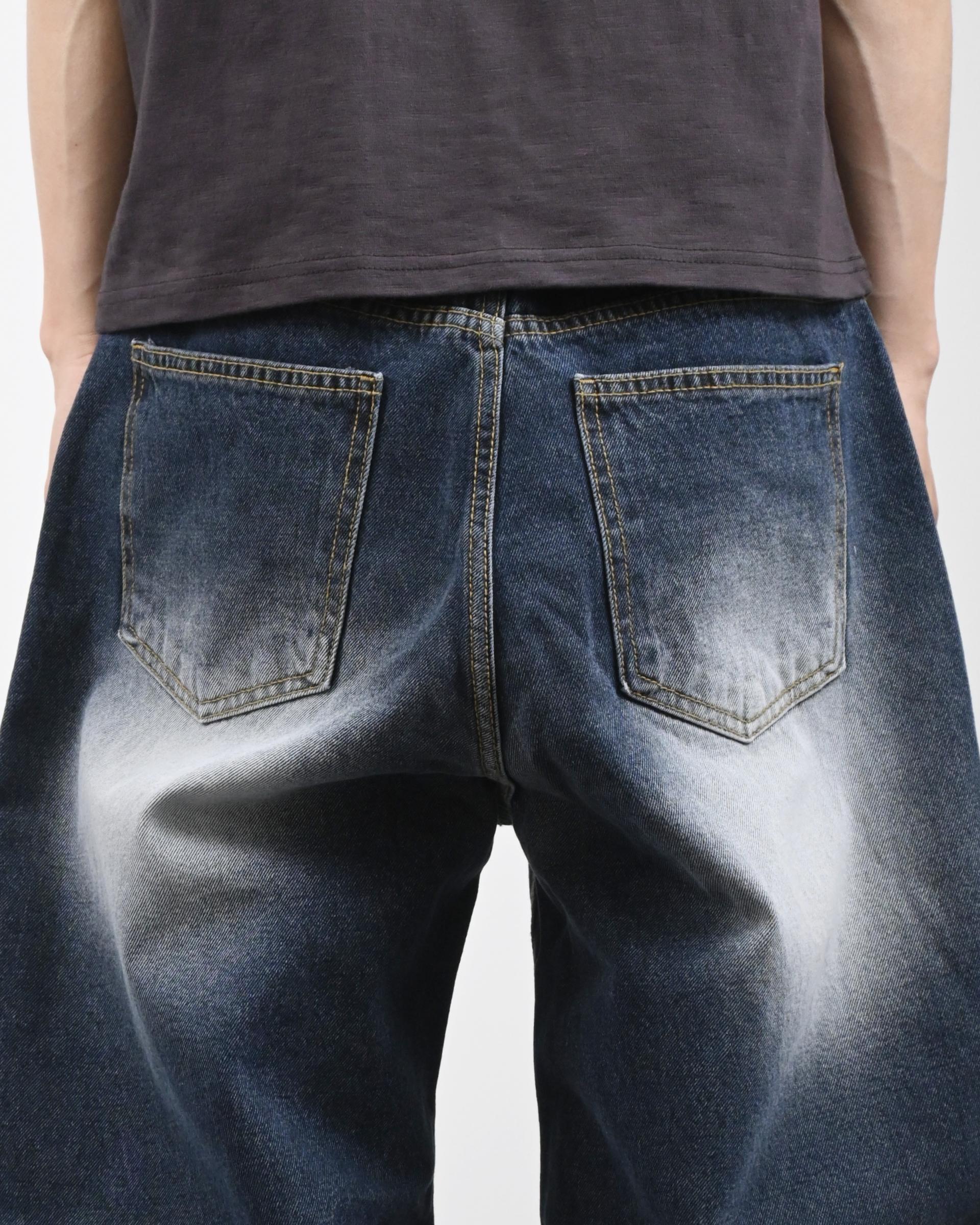 white washed deep blue denim pants