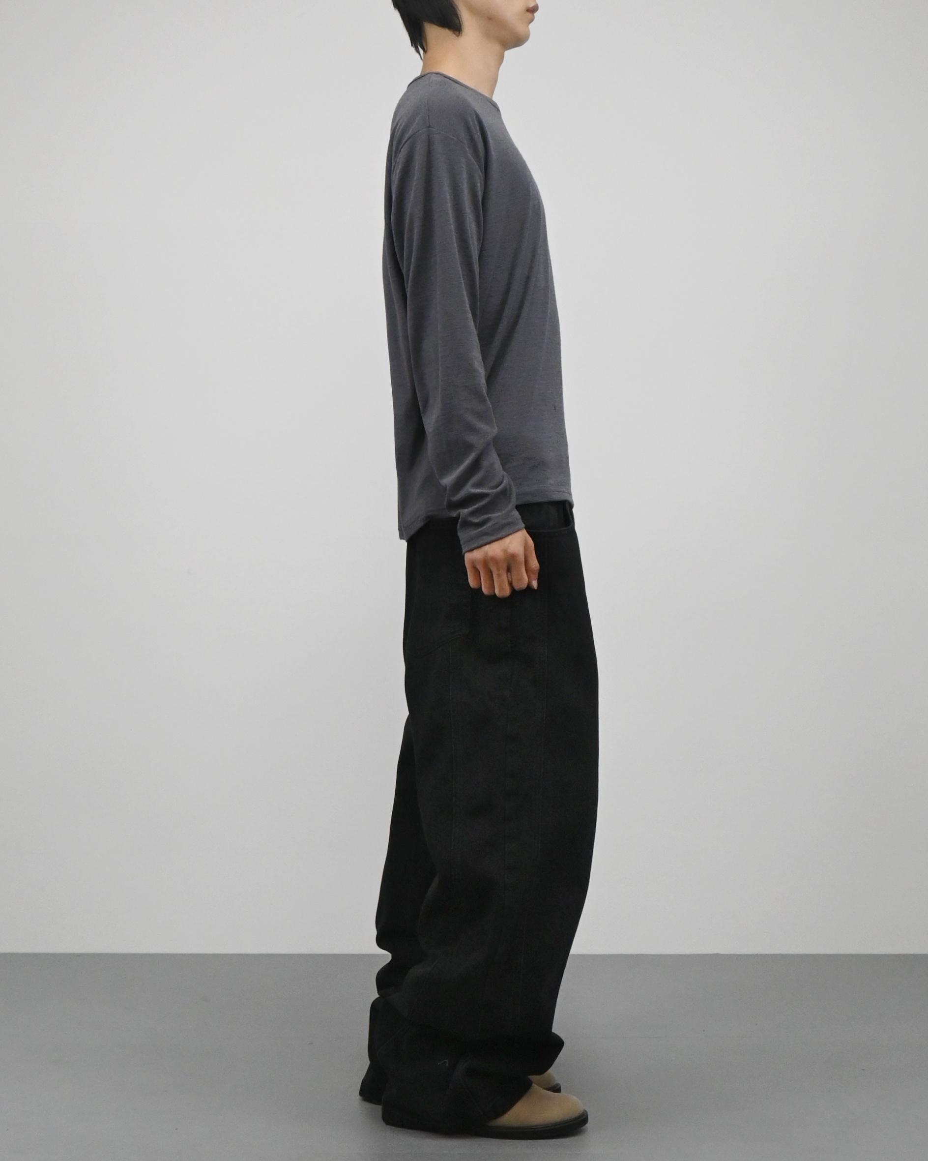 side line velcro black cotton pants
