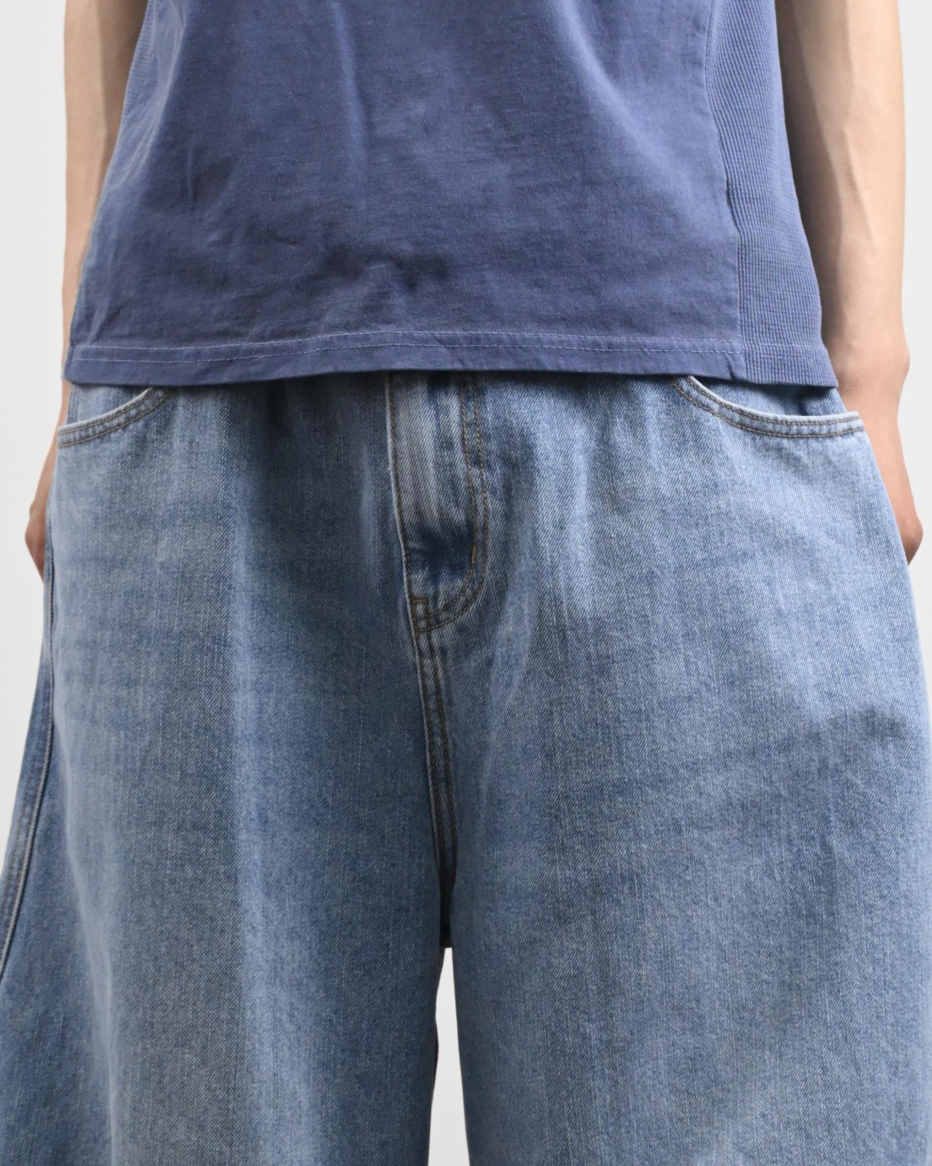 dart balloon denim pants (mid blue)