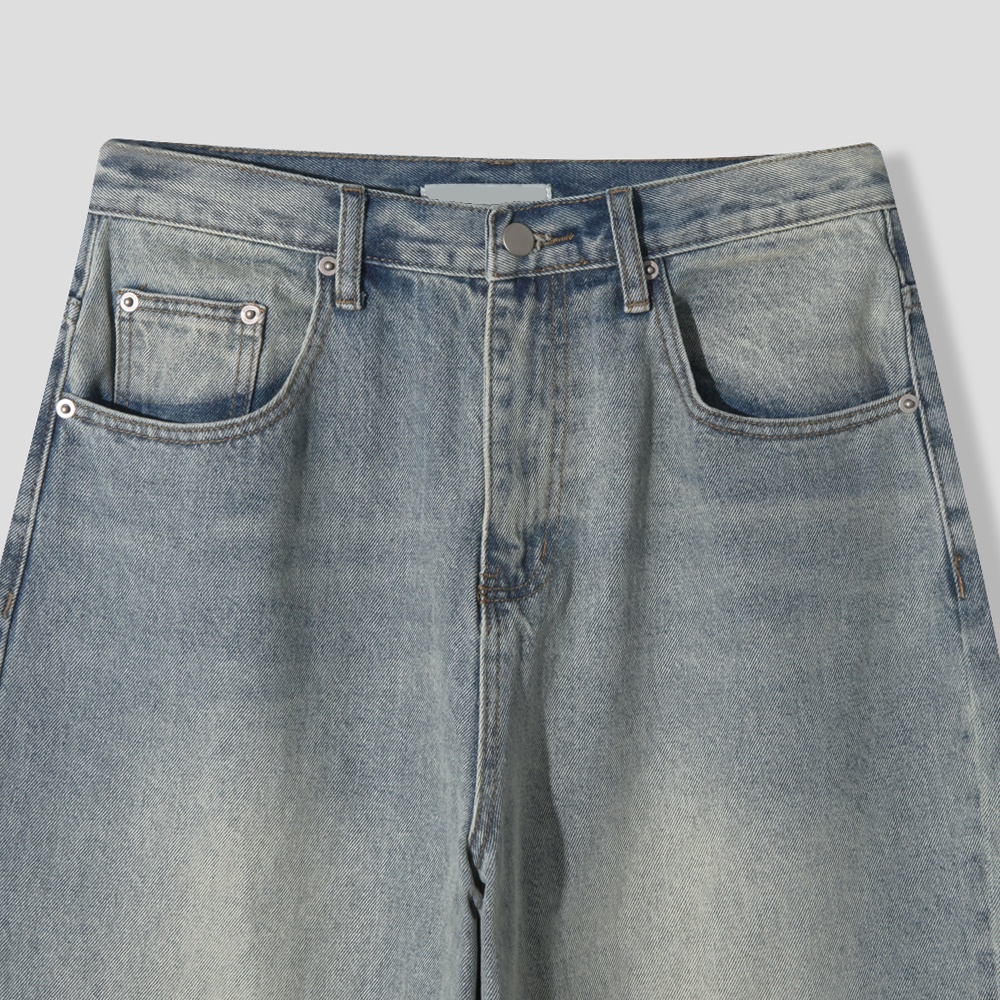 stone blur sand curved denim pants