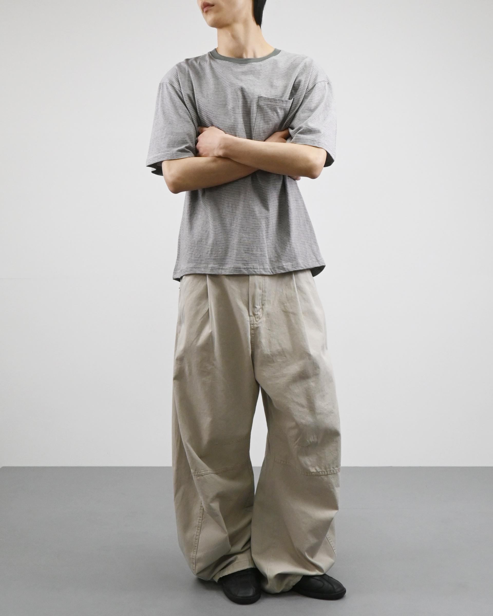 ringer stripe pocket half-t-shirt