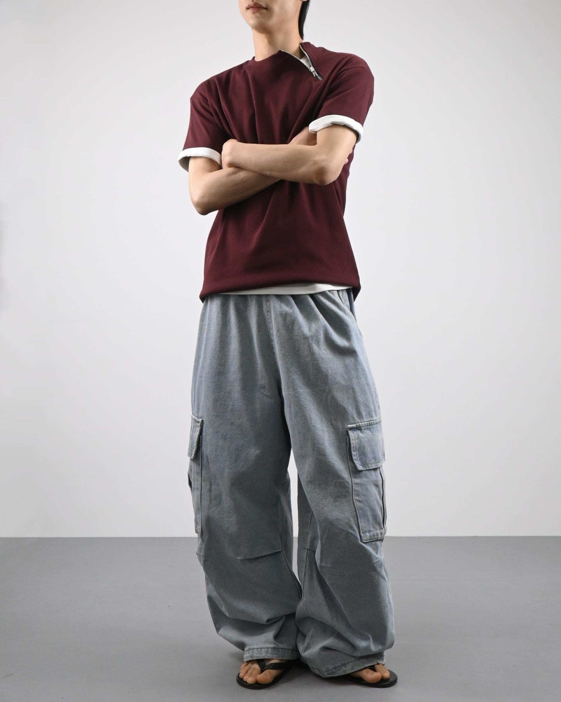 banding big cargo denim pants