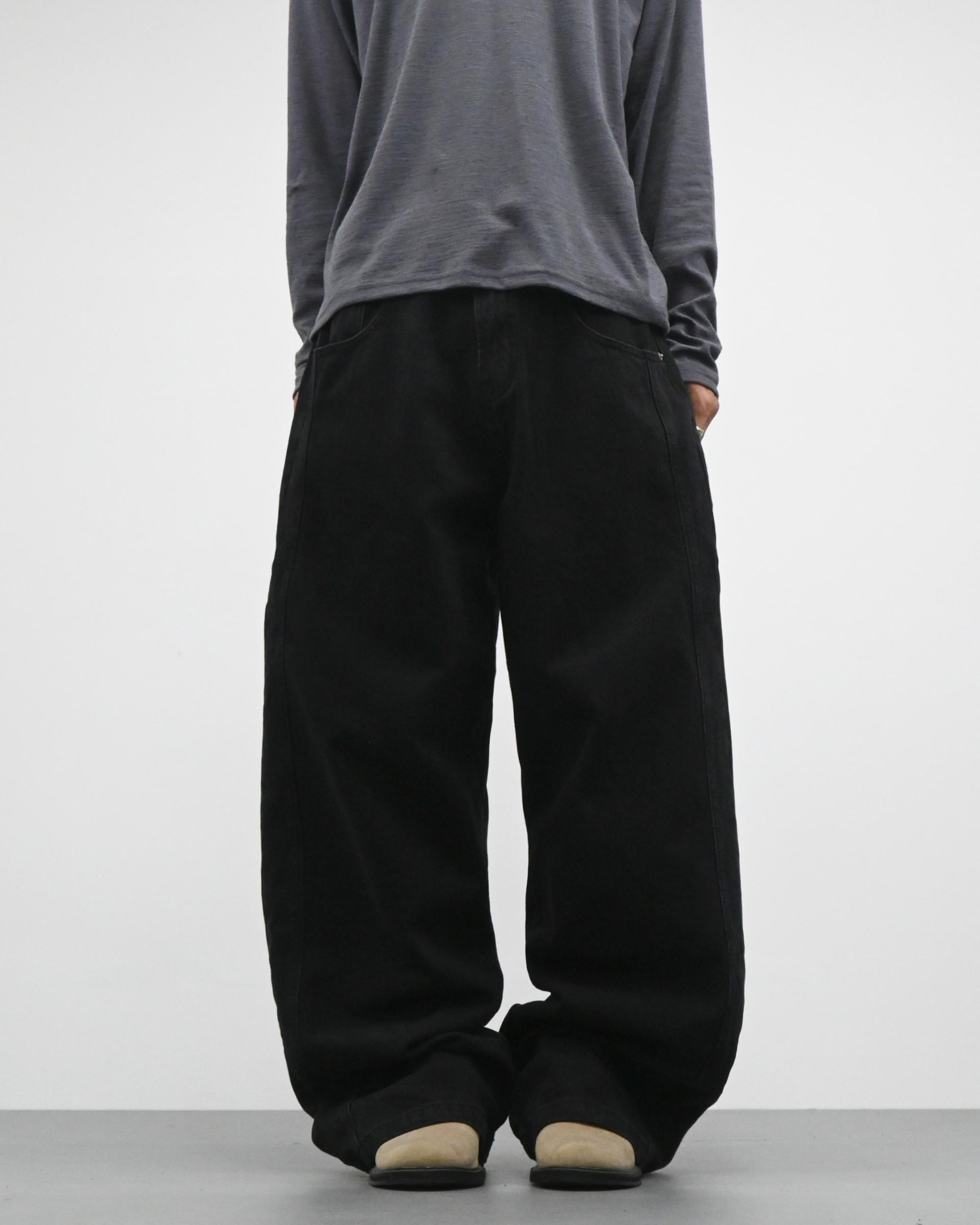 side line velcro black cotton pants