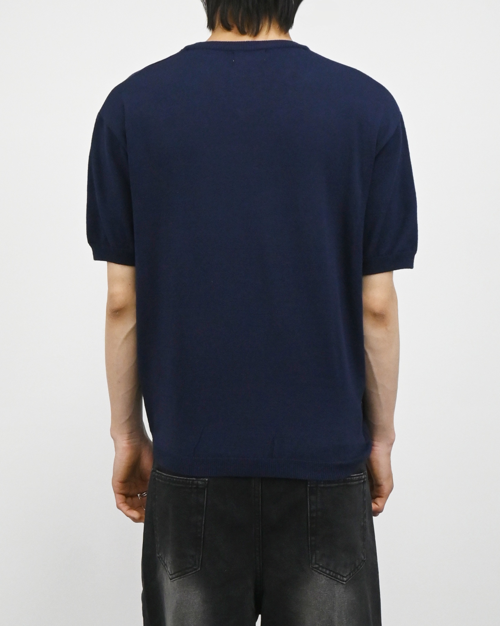 v-neck layered half knit