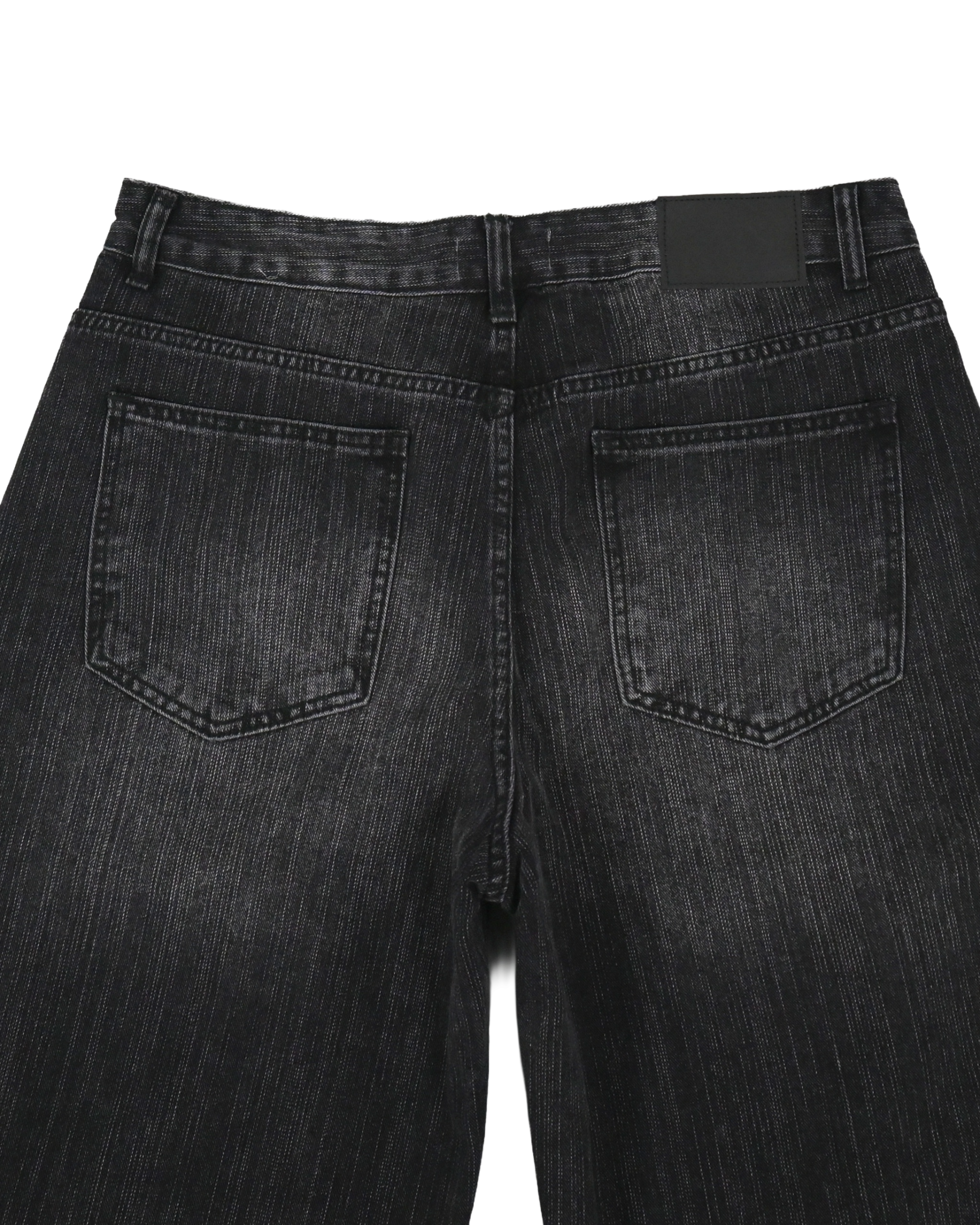 pin slub curved denim pants