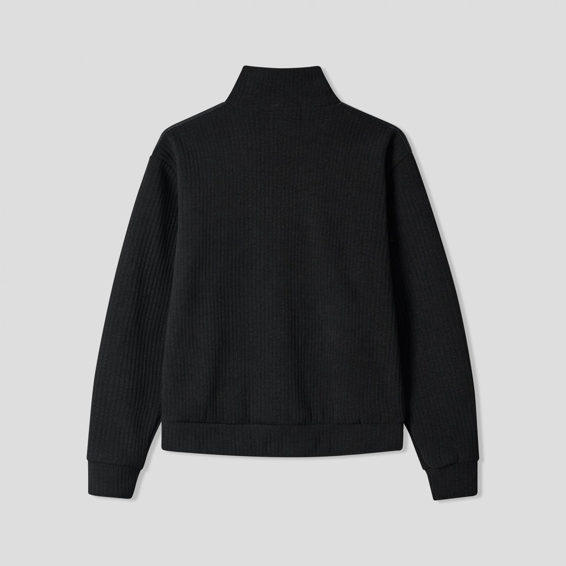 leather contrast knit jacket