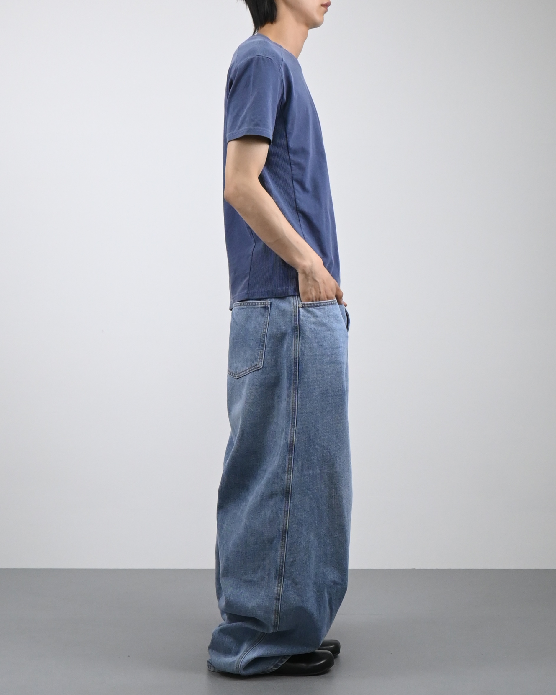 dart balloon denim pants (mid blue)