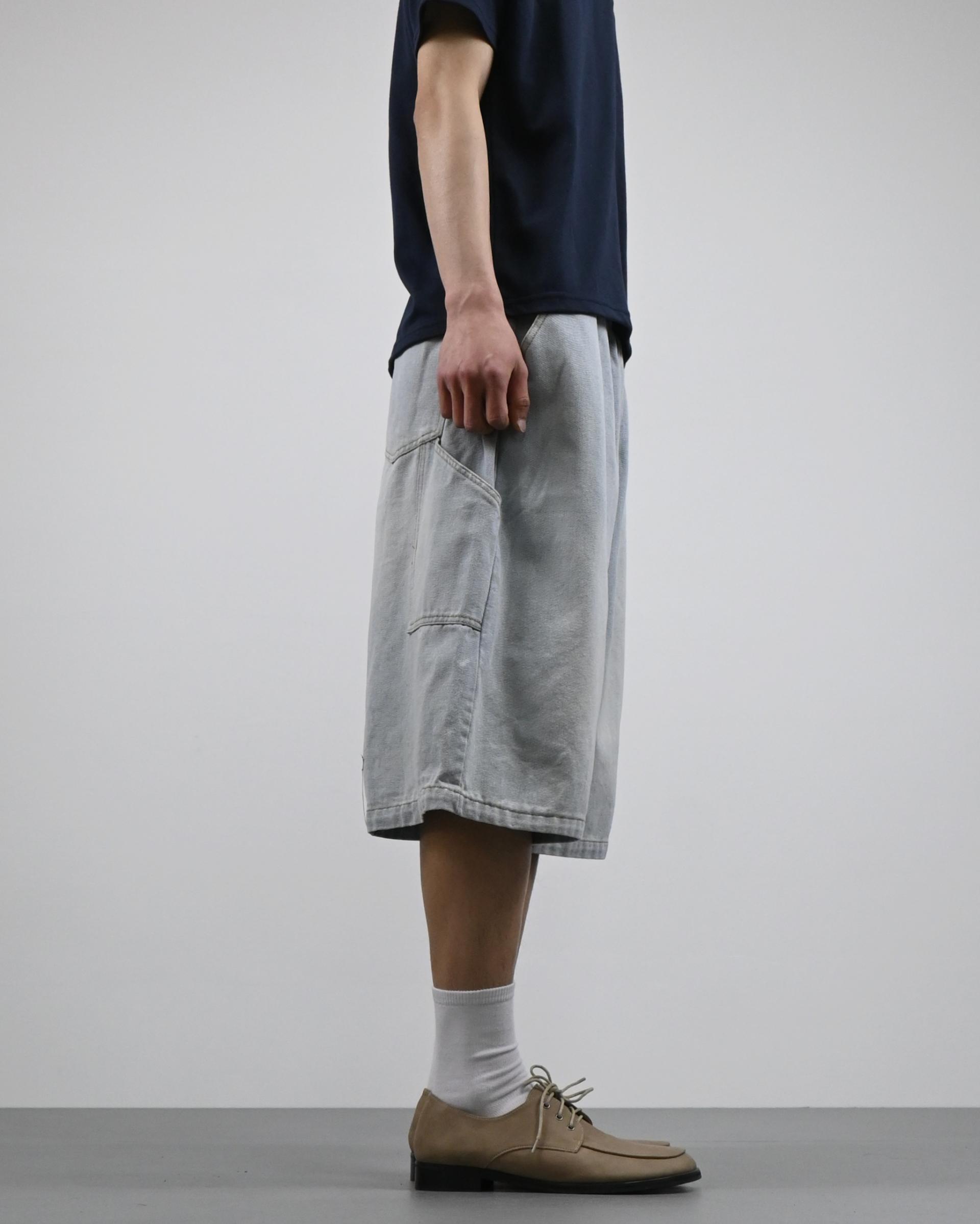 banding vintage carpenter bermuda denim pants