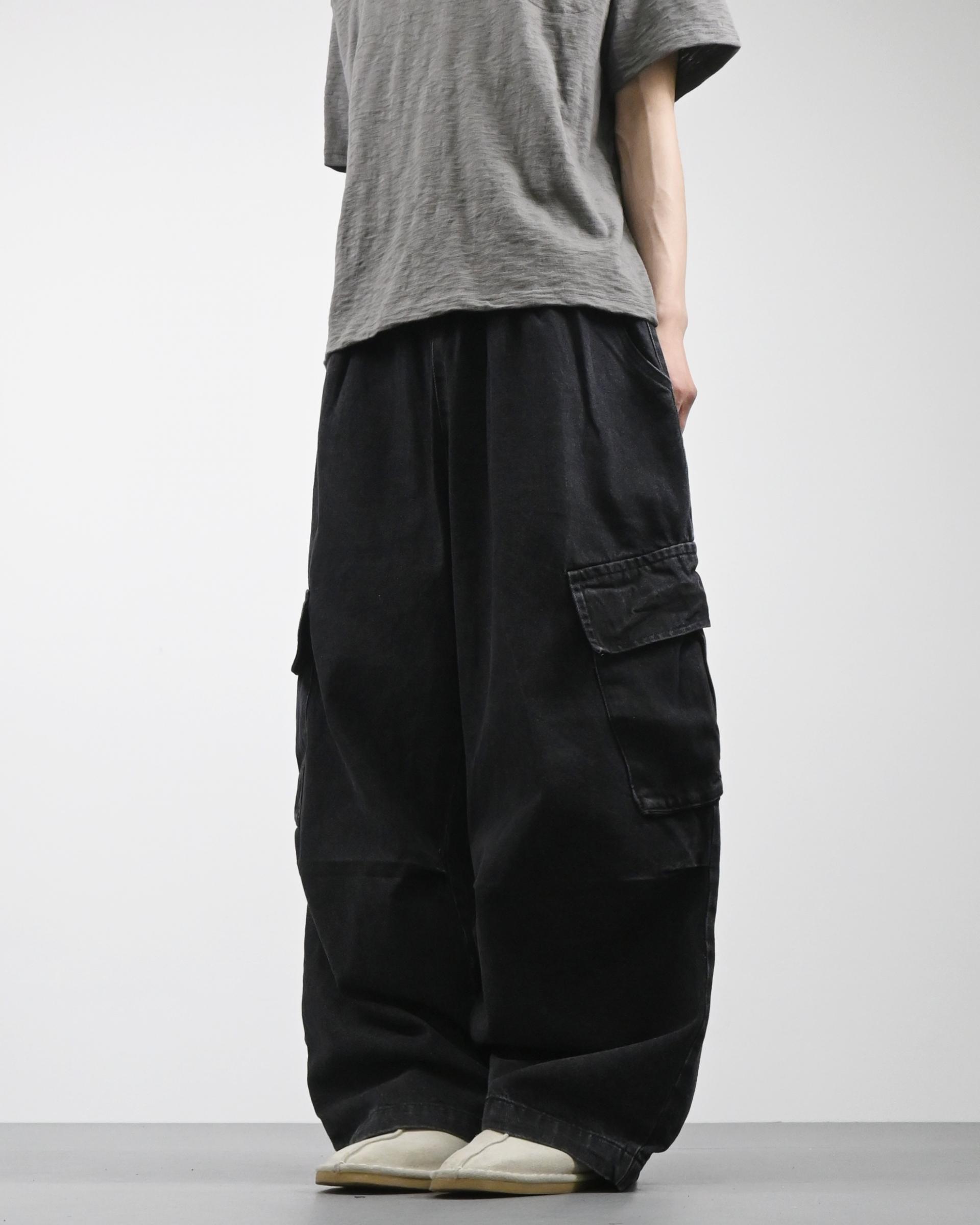 banding big cargo denim pants