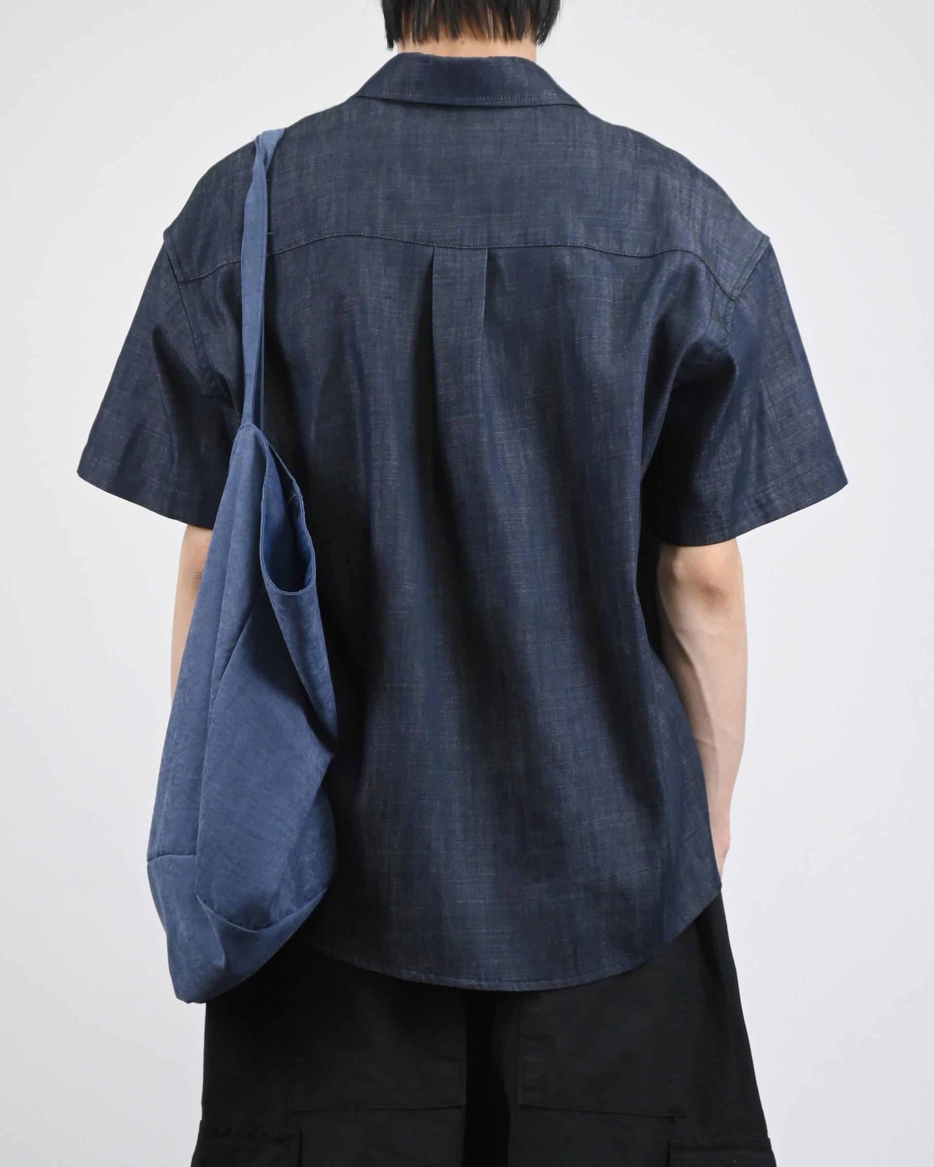 linen pocket half denim shirt