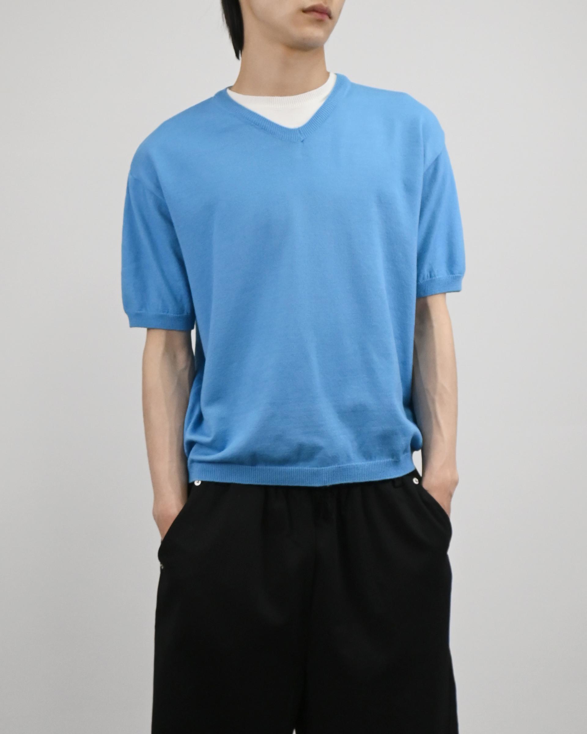 v-neck layered half knit