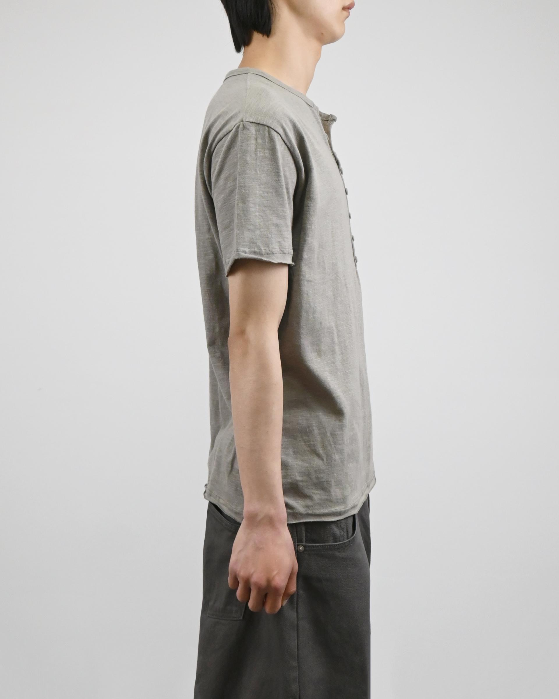 slub henley neck half t-shirt