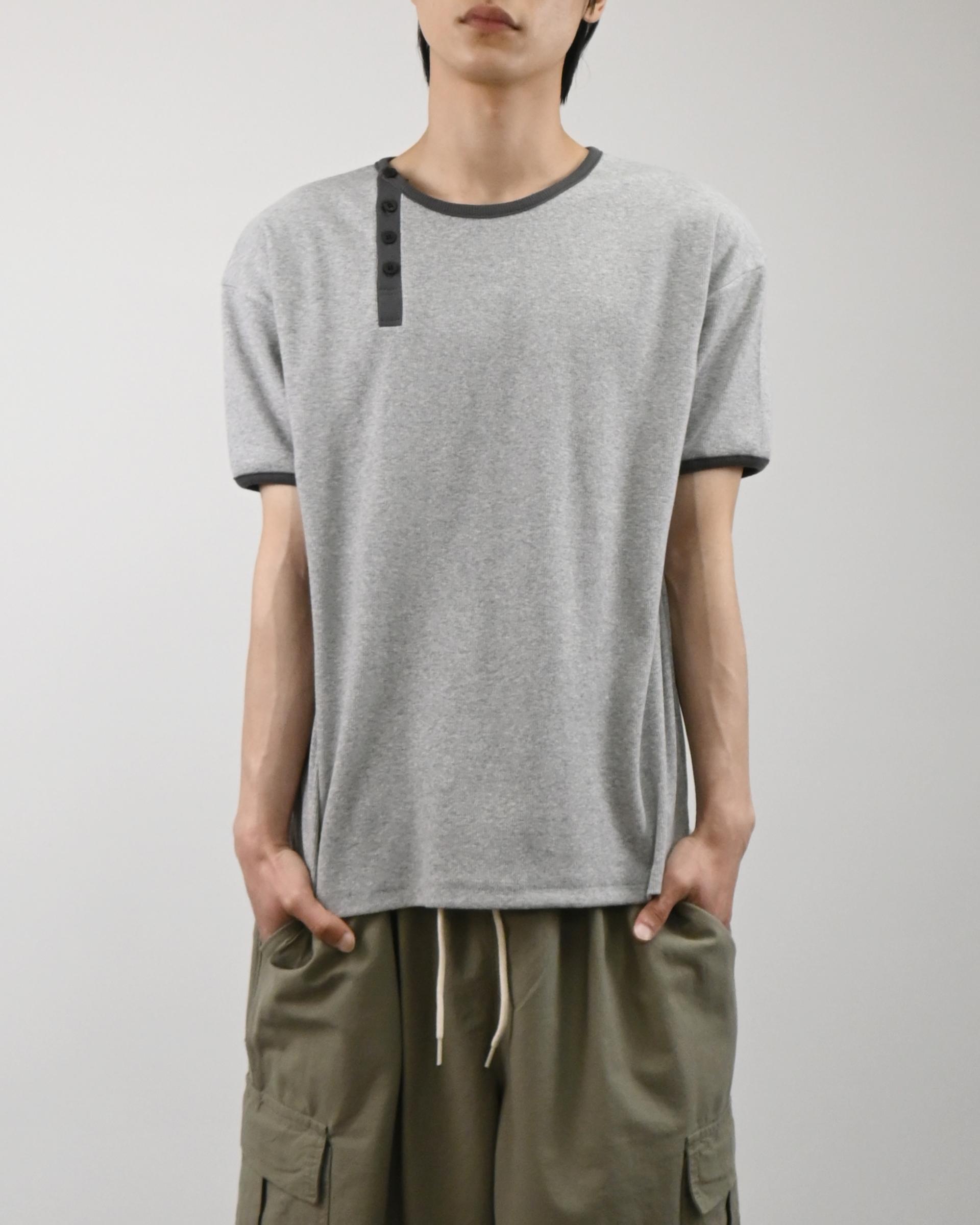 offset henley neck ringer half t-shirt