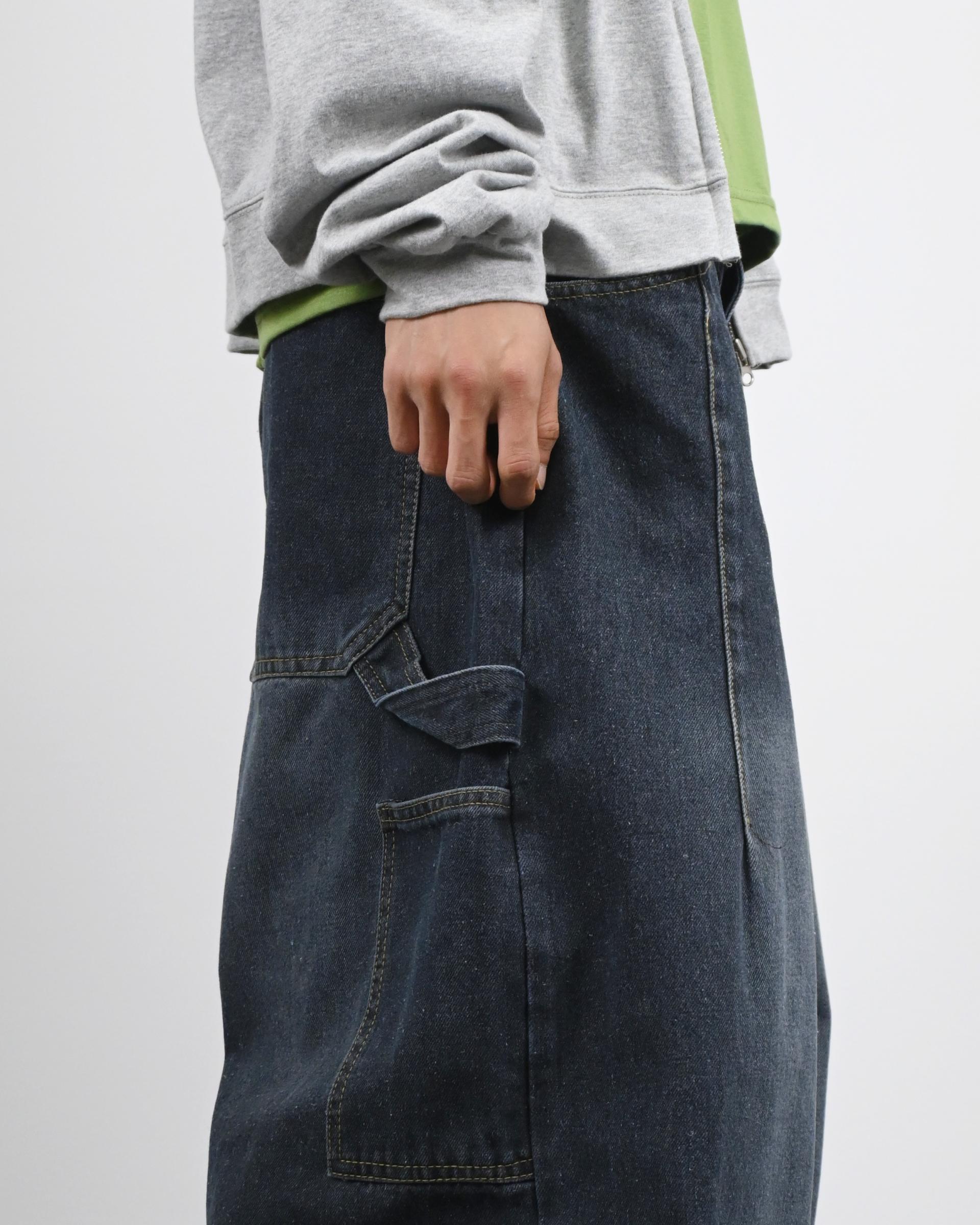 ash washed carpenter balloon denim pants