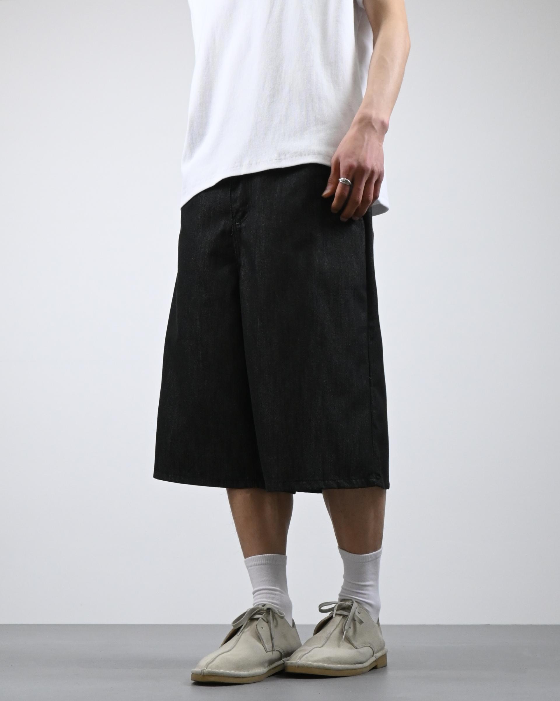 check pocket raw bermuda denim pants