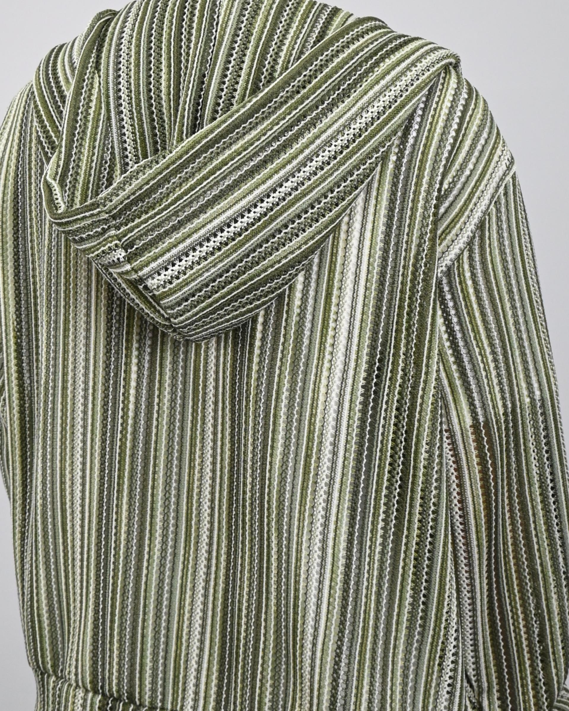 stripe punching hood zip-up