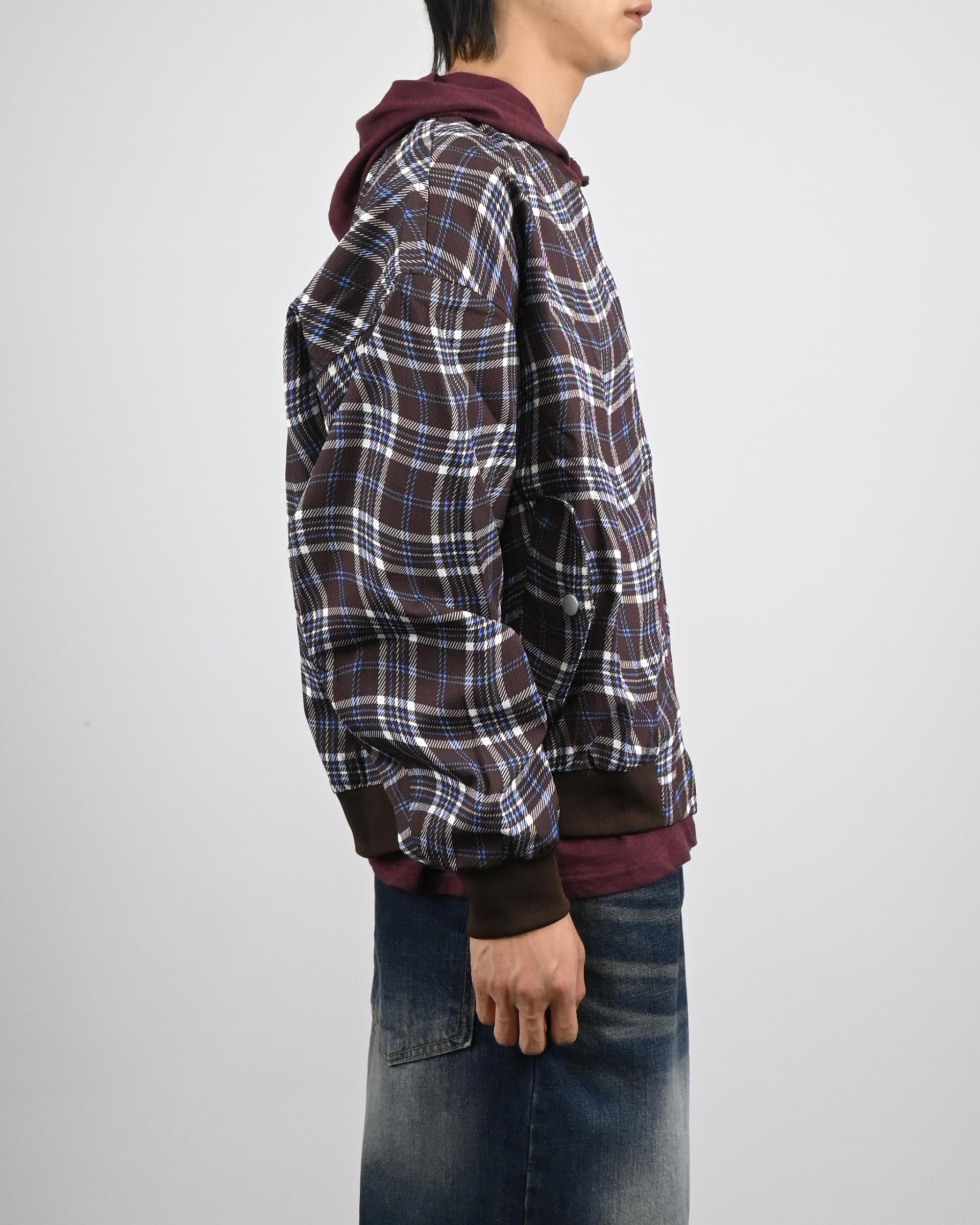 wavy check bomber jacket