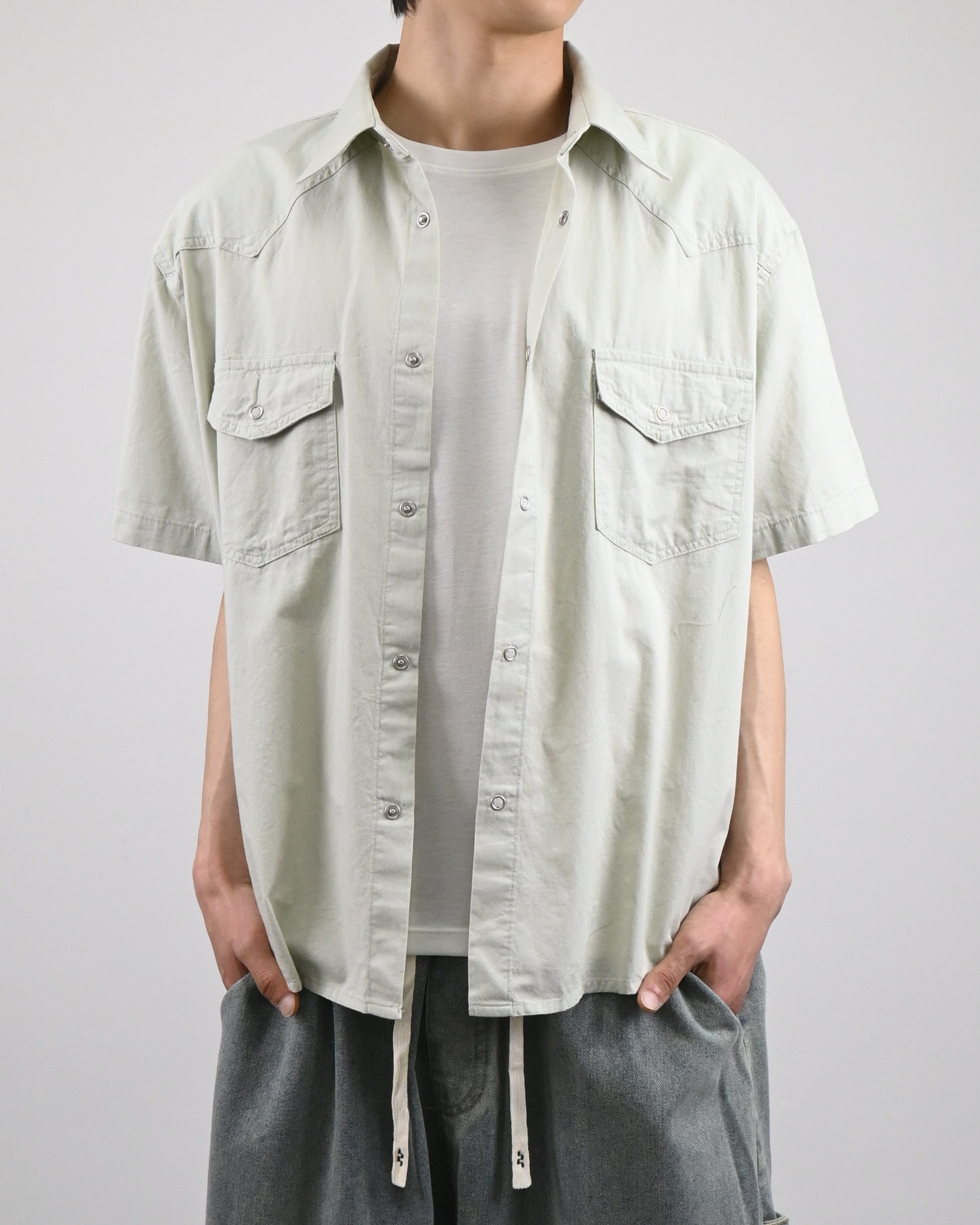 curved western half shirt